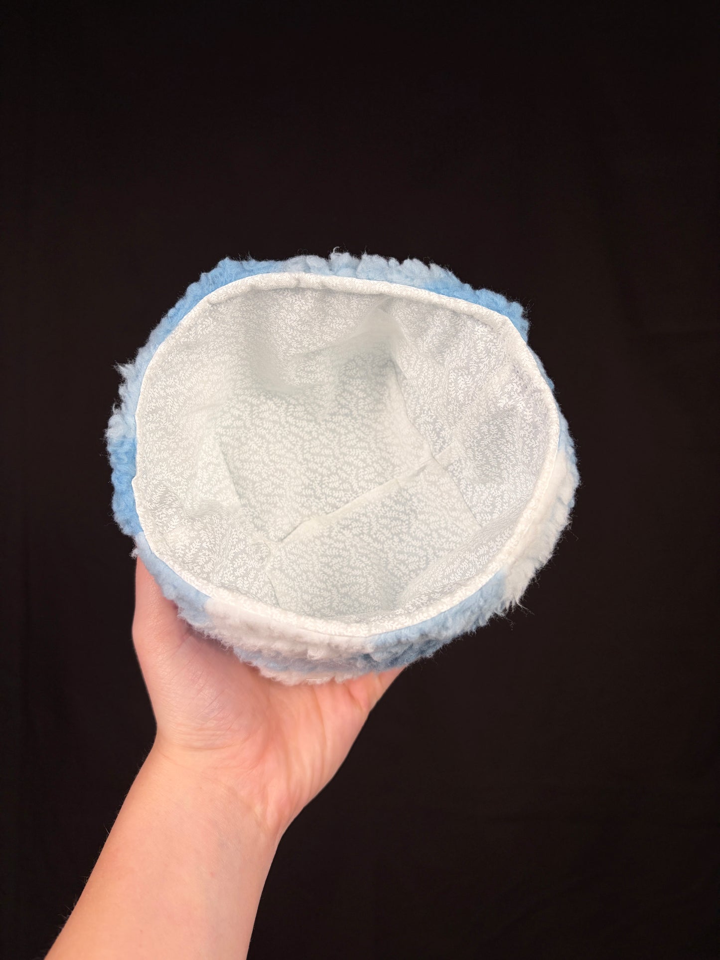 Blue Gingham Fuzzy Small Fabric Bowl *limited-edition*