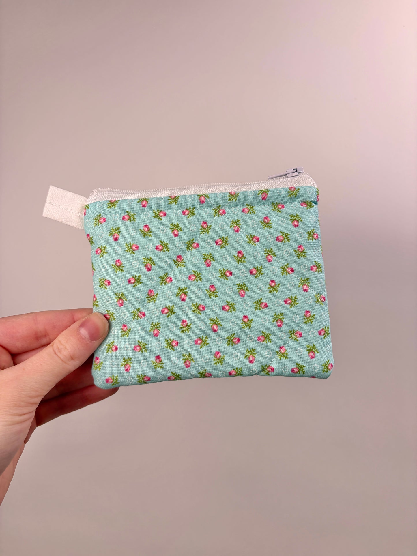 Mini Teal Rose Keychain Wallet