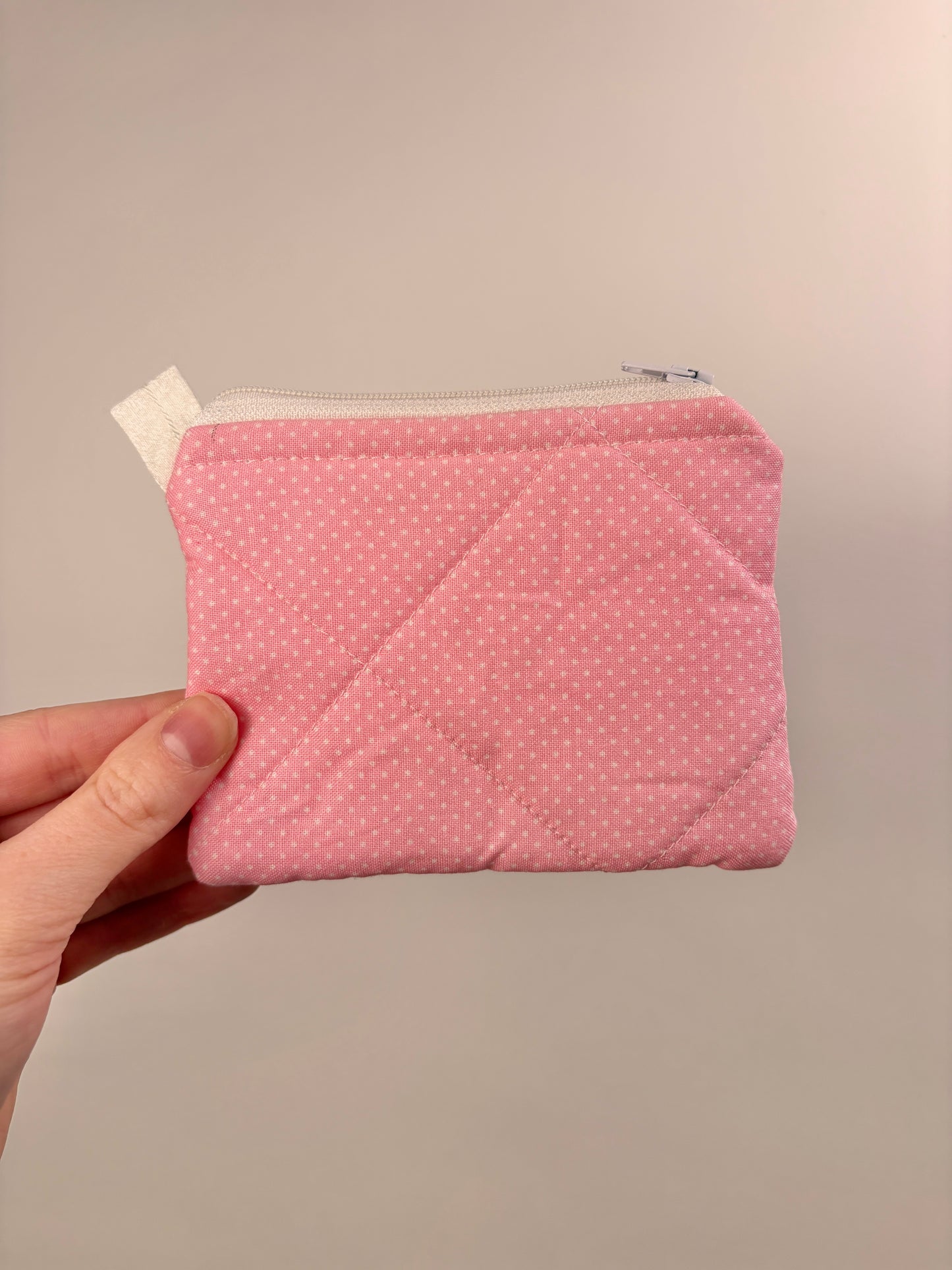 Tiny White Dots on Pink Keychain Wallet