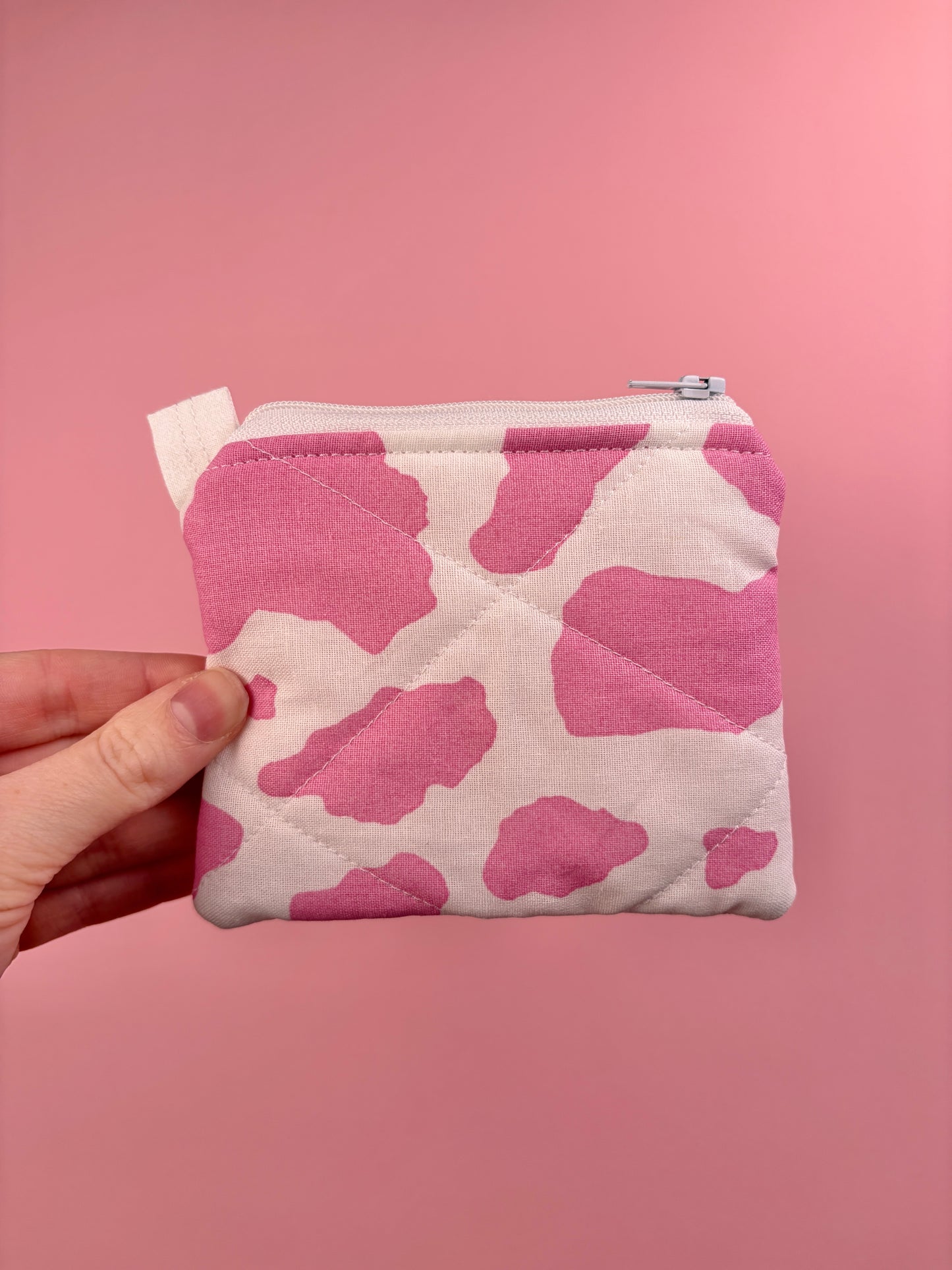 Pink Cow Print Keychain Wallet