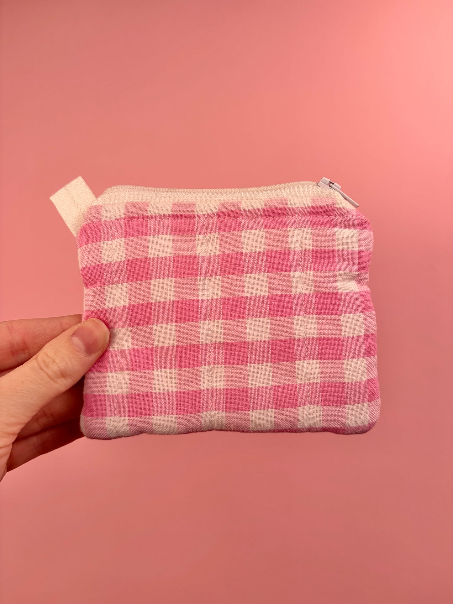 Pink Gingham Keychain Wallet