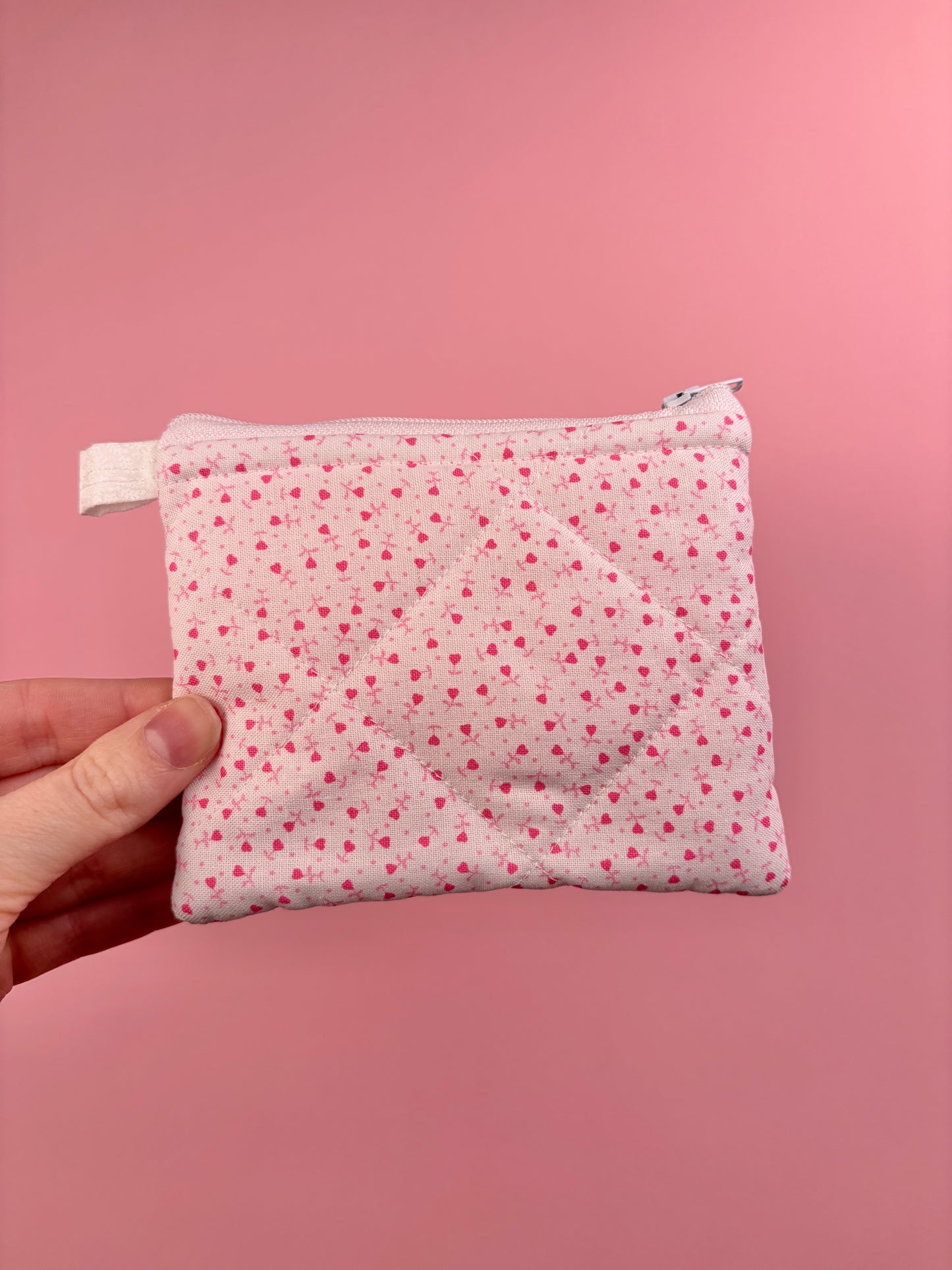 Tiny Pink Hearts Keychain Wallet