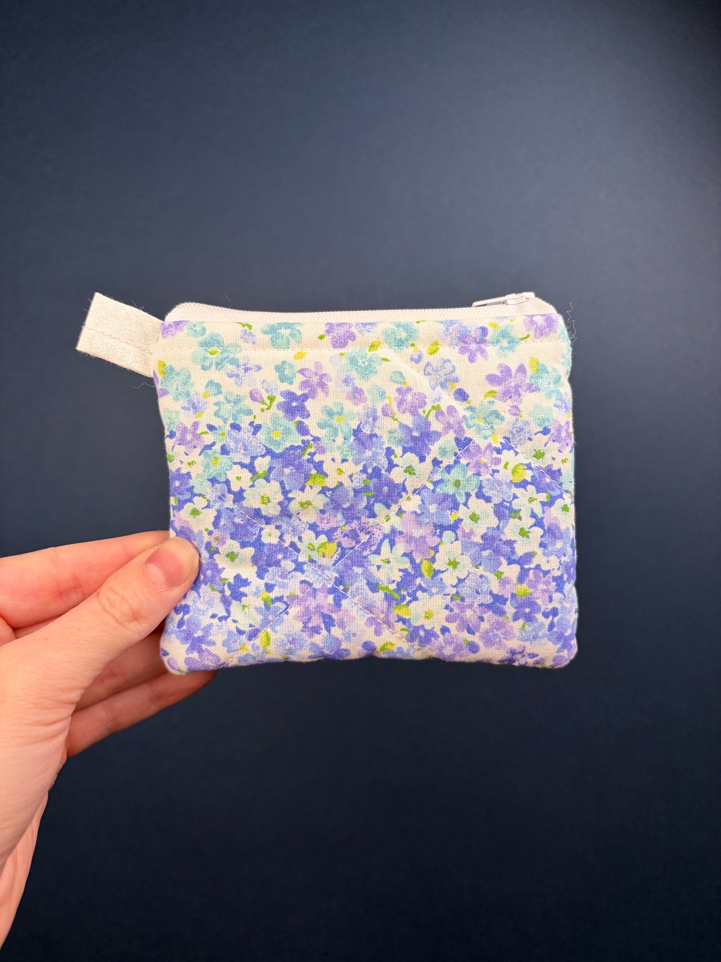 Pale Blue Floral Keychain Wallet