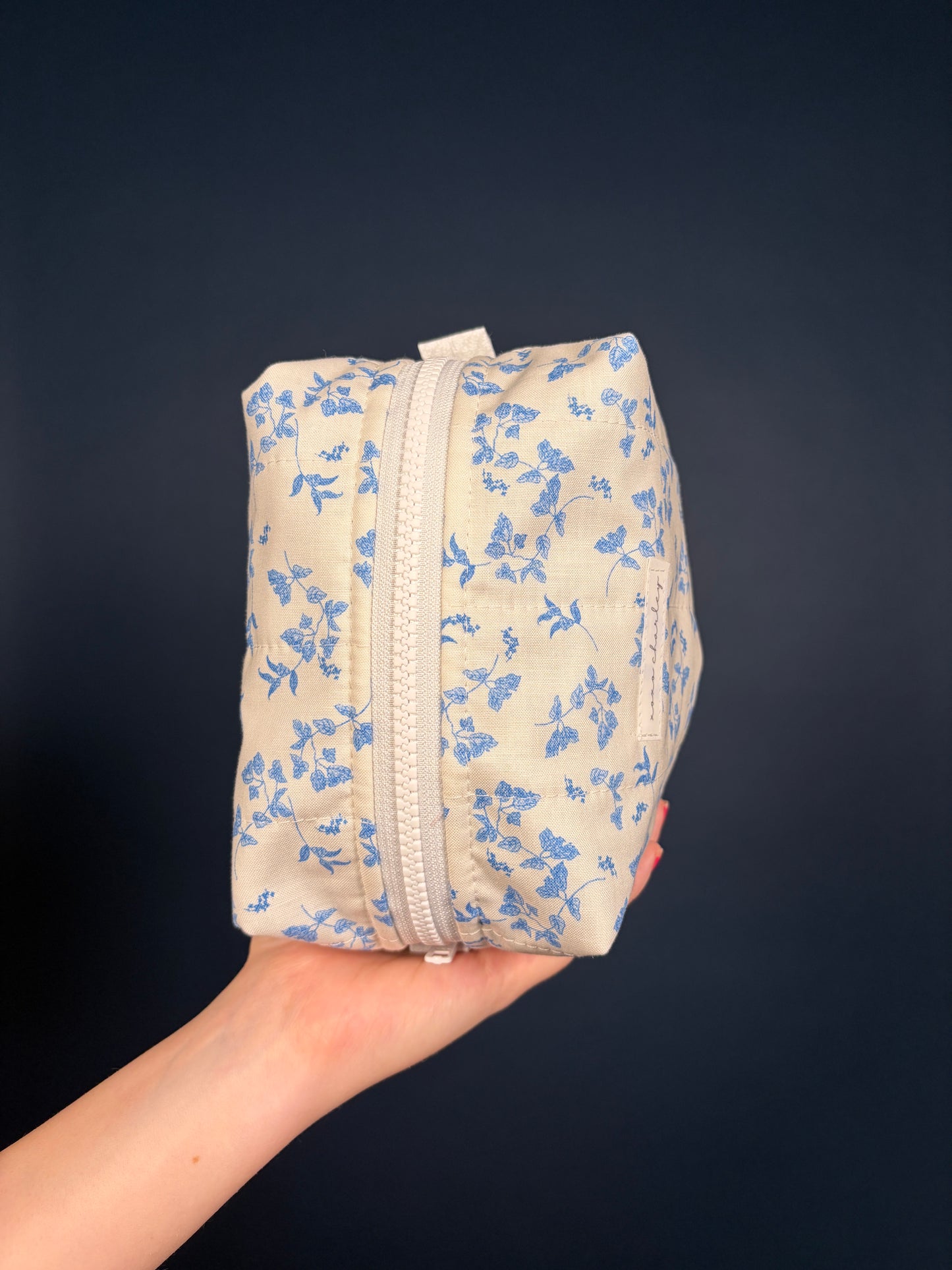 Valerie with Blue Gingham Medium Makeup Bag *limited-edition*