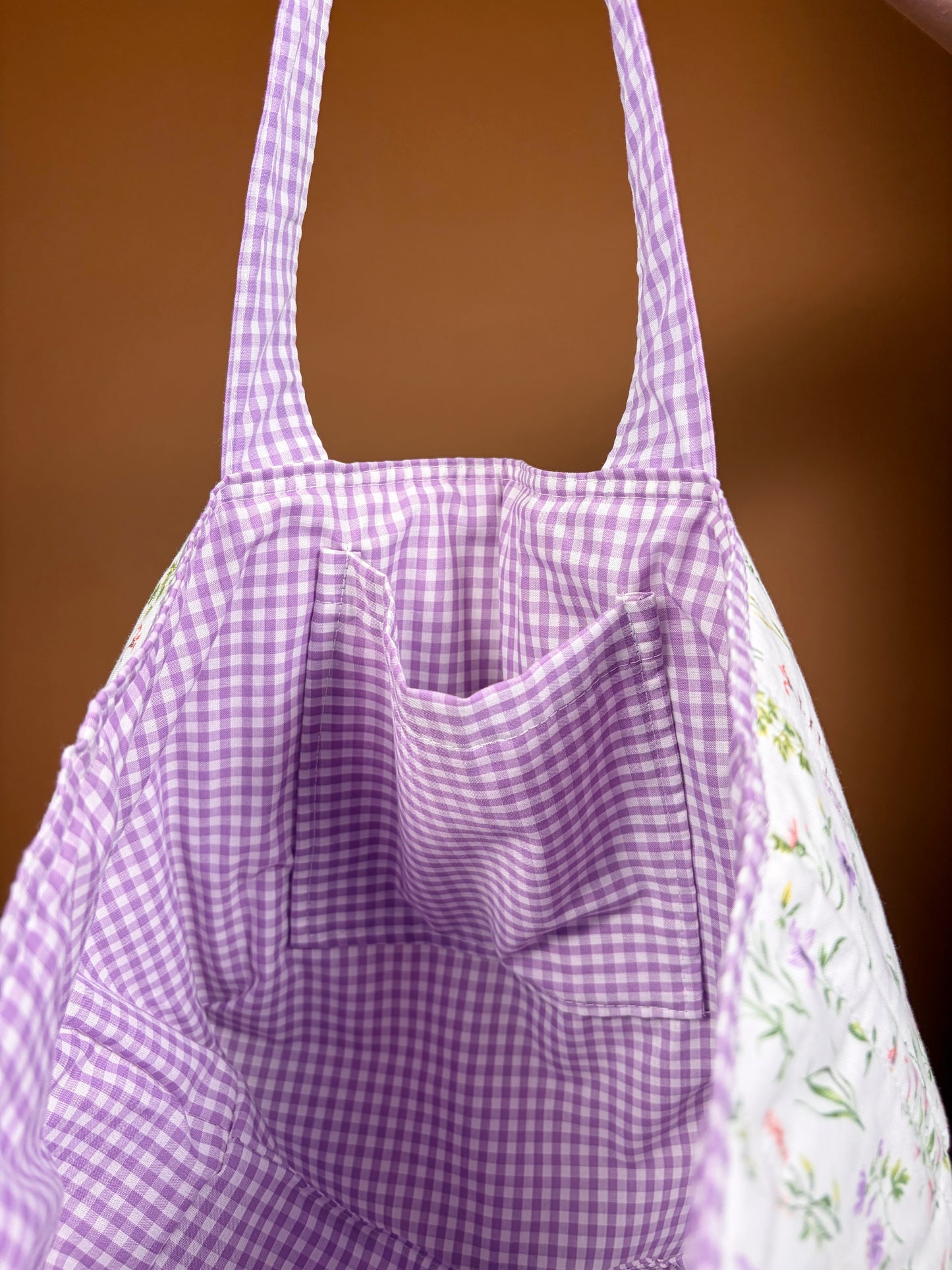 Purple Wildflower Mini Tote with Attached Straps