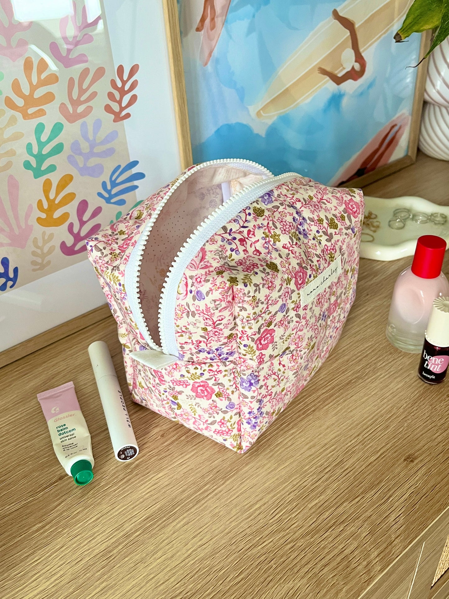 Ditsy Picnic Pink Medium Makeup Bag