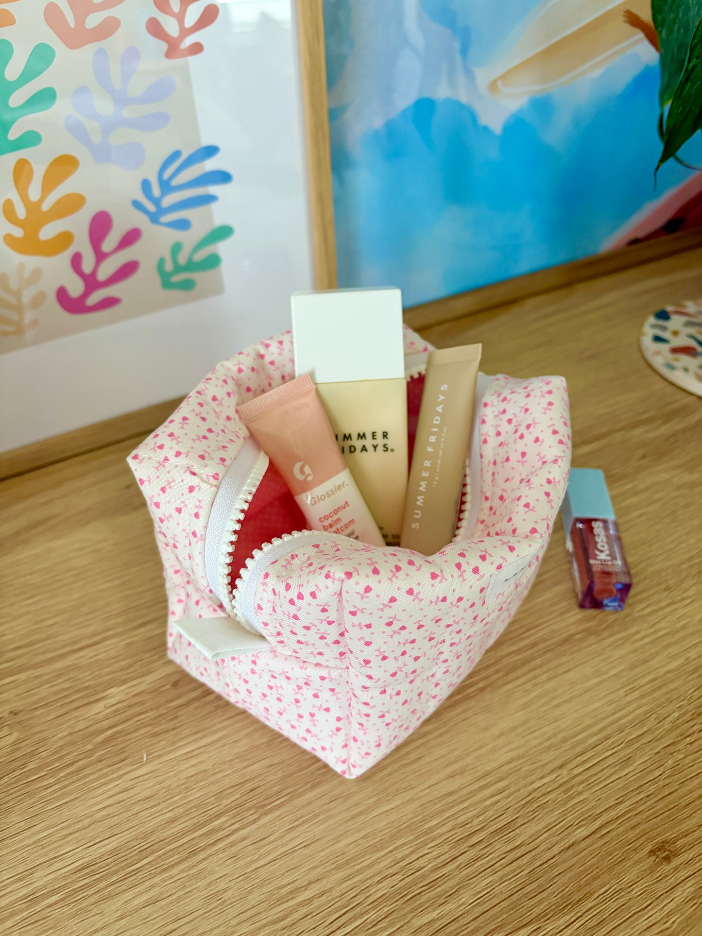 Tiny Pink Hearts Mini Makeup Bag
