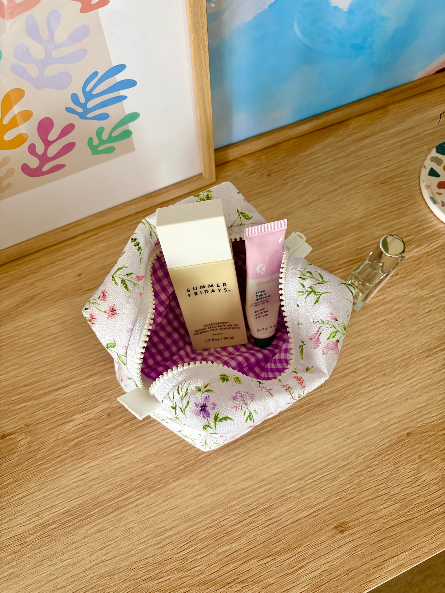 Purple Wildflower Mini Makeup Bag