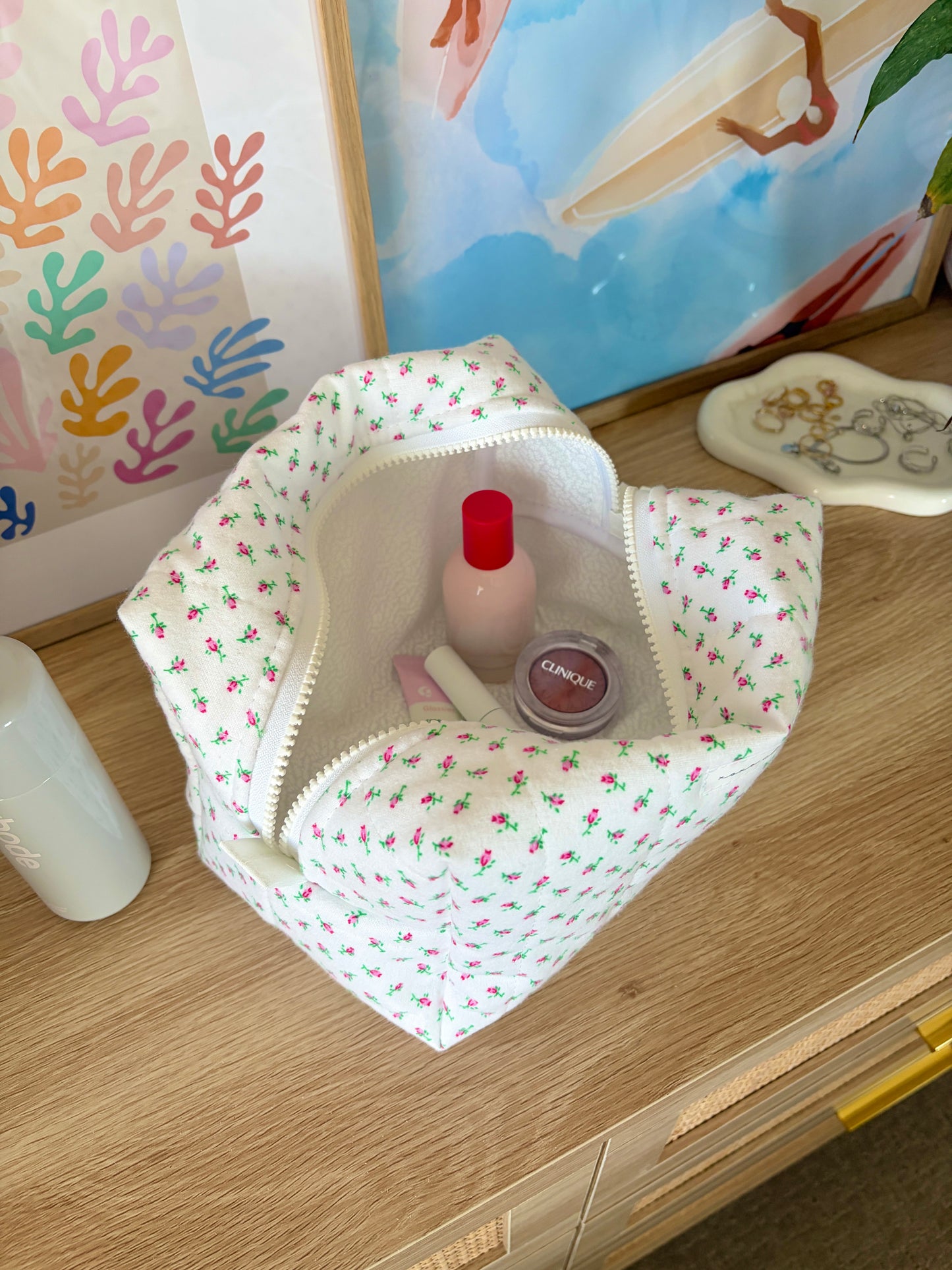 Mini Roses Large Makeup Bag
