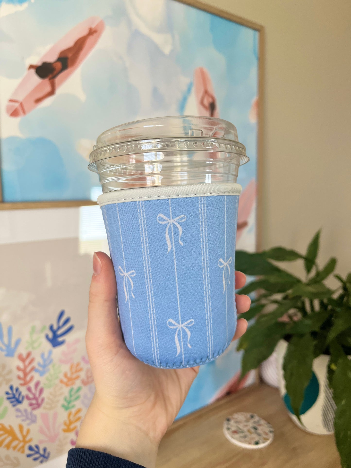 Small Blue Bow Cup Coozie