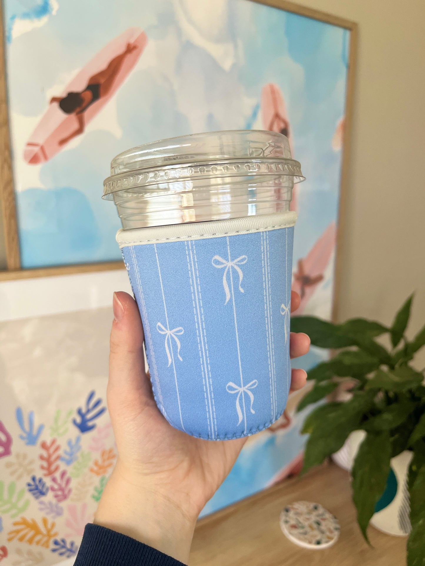 Small Blue Bow Cup Coozie