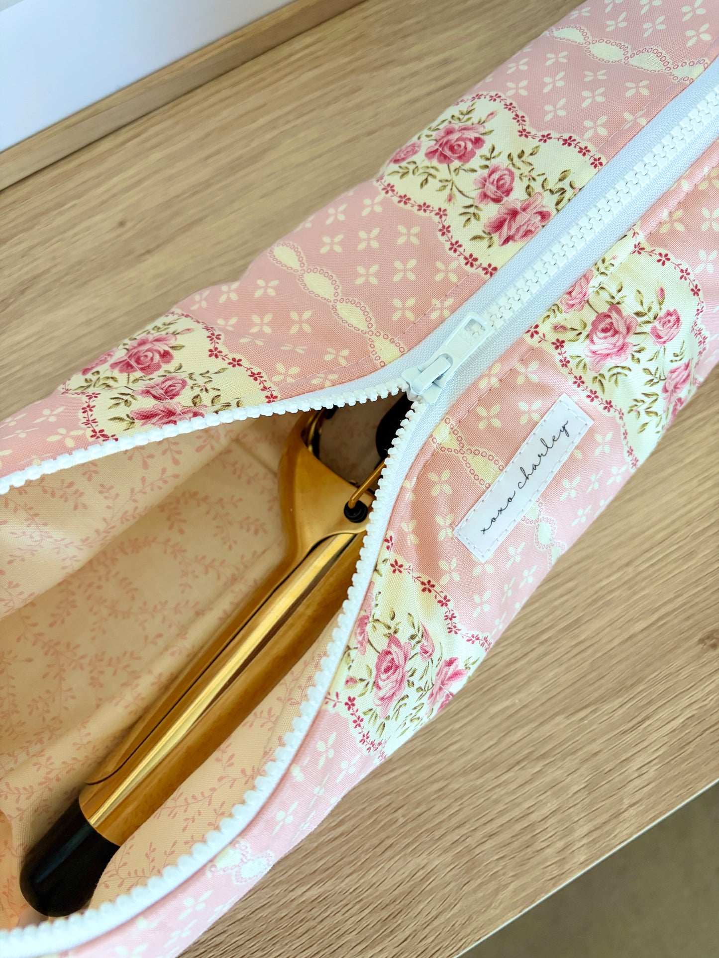Pink & Yellow Floral Medium Hair Tools Bag