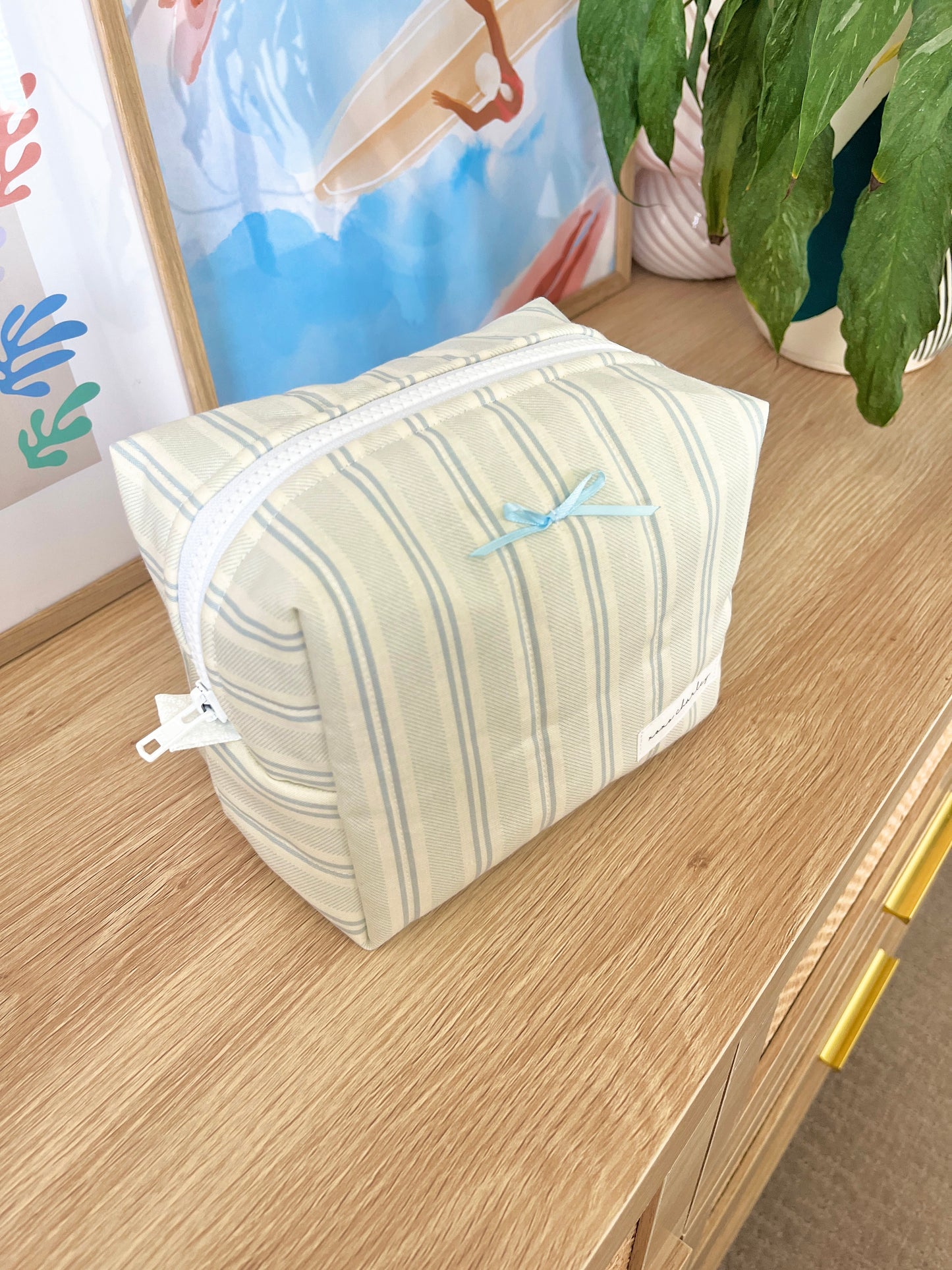 The Willow Makeup Bag with blue bow