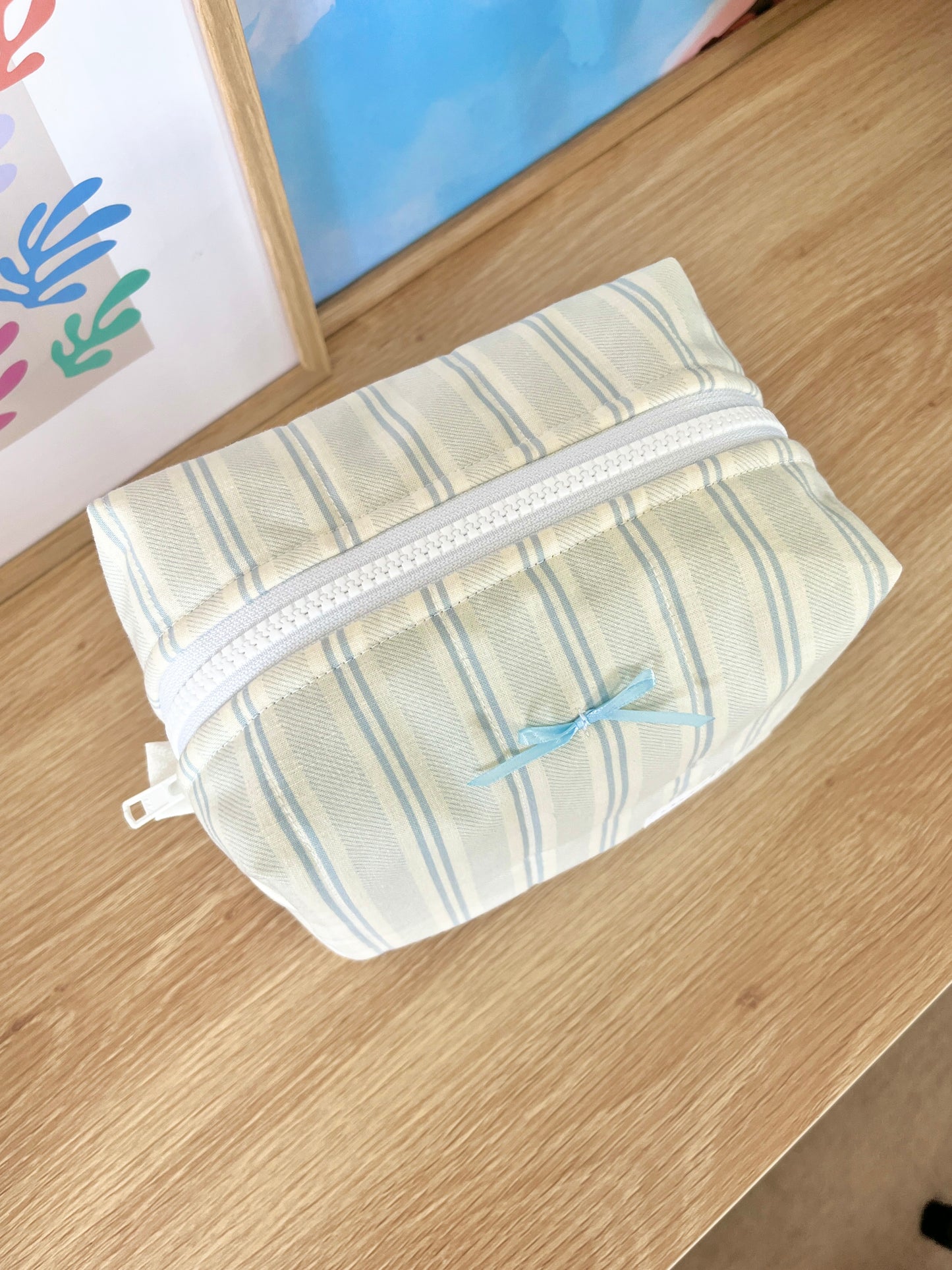 The Willow Makeup Bag with blue bow