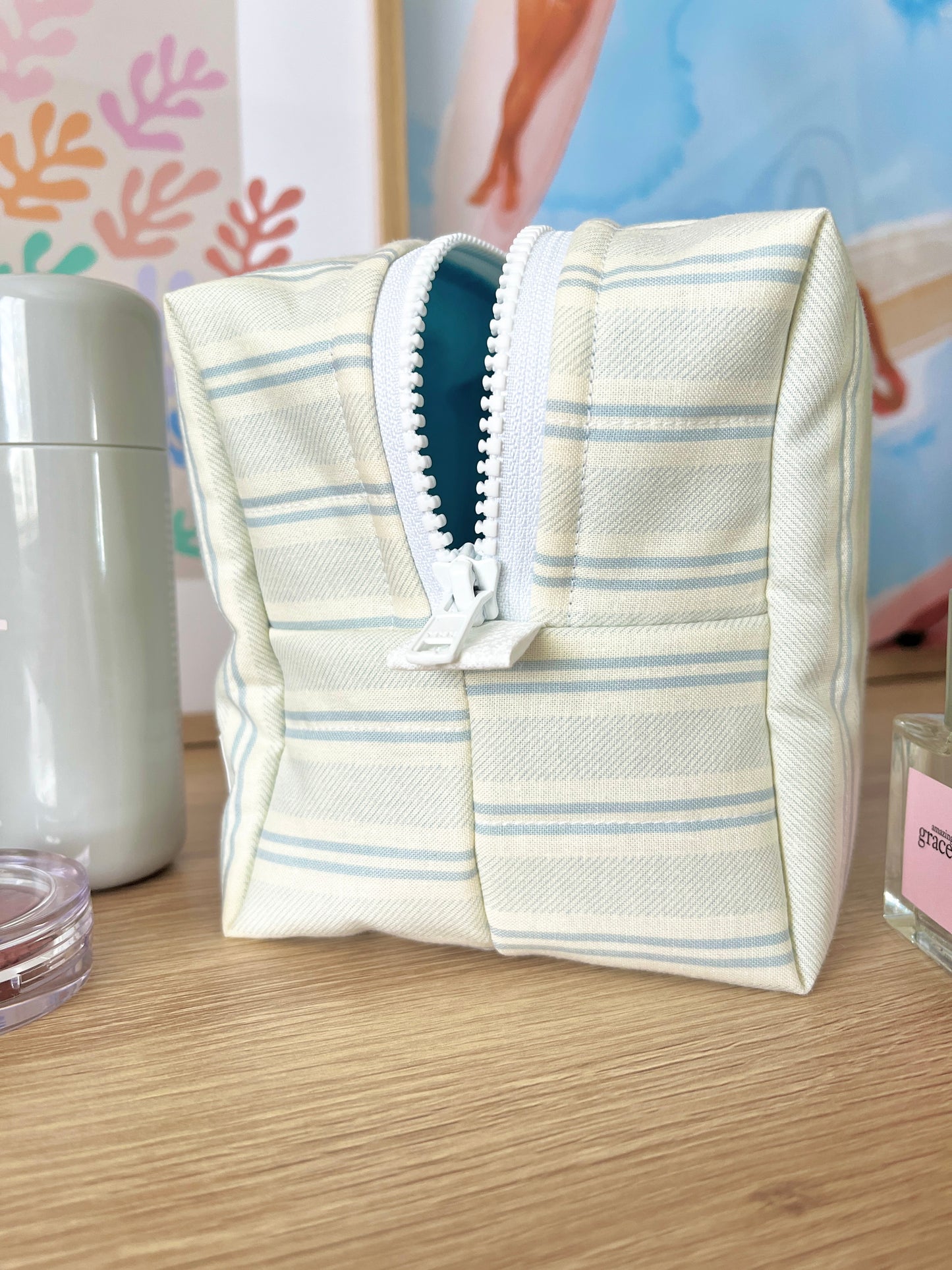 The Willow Makeup Bag with blue bow