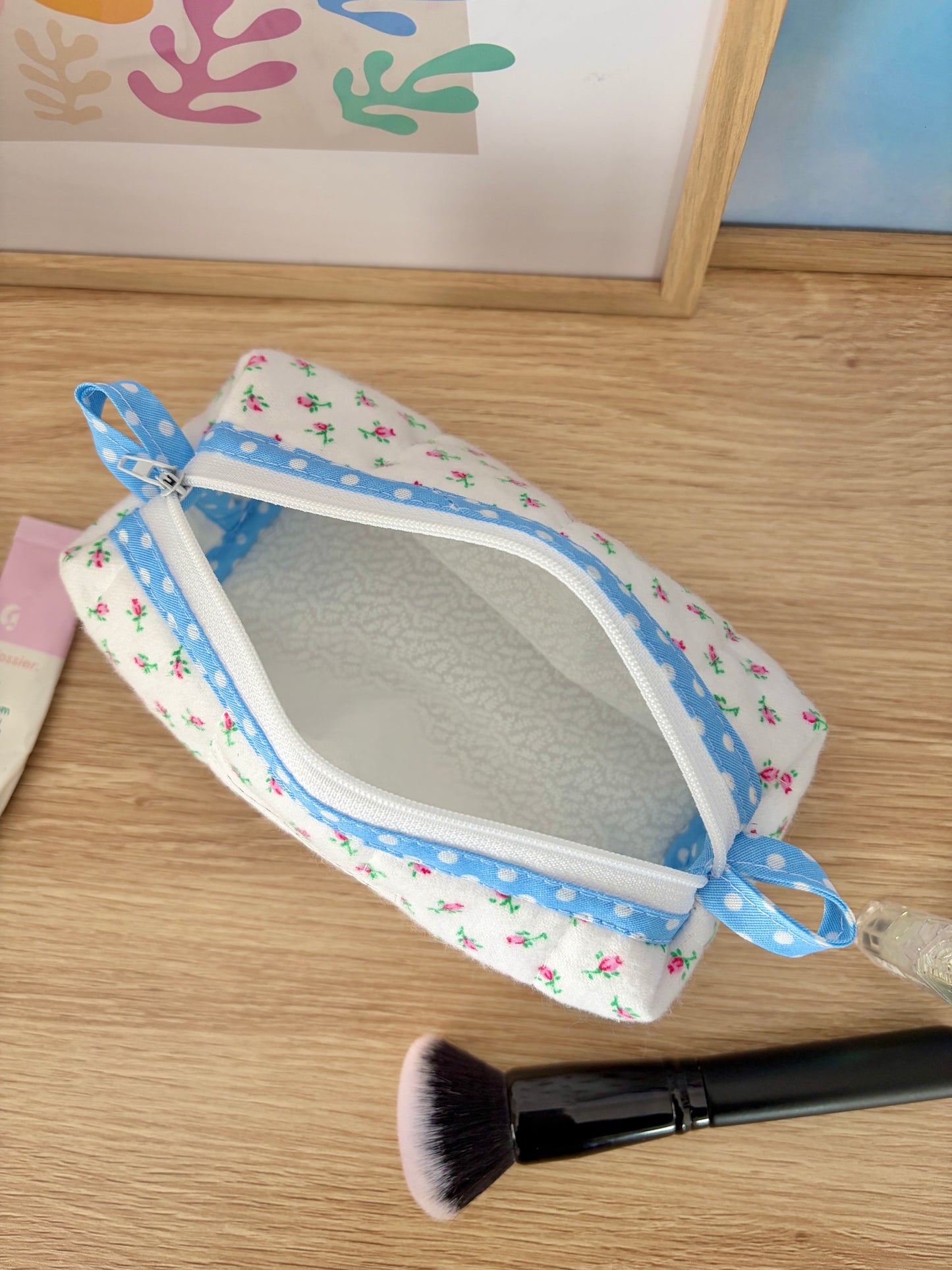 Mini Roses Colorblock Bag - Blue/White