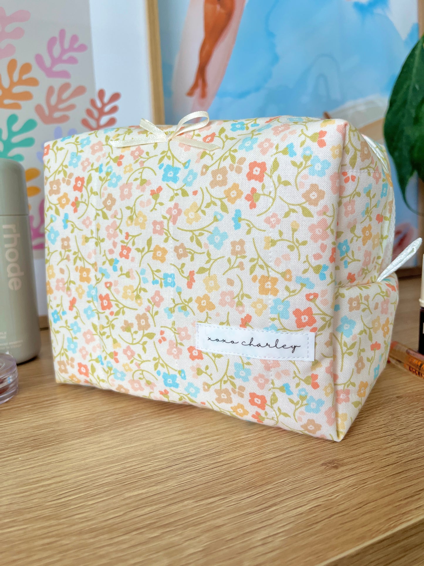The Hailey Makeup Bag with yellow bow