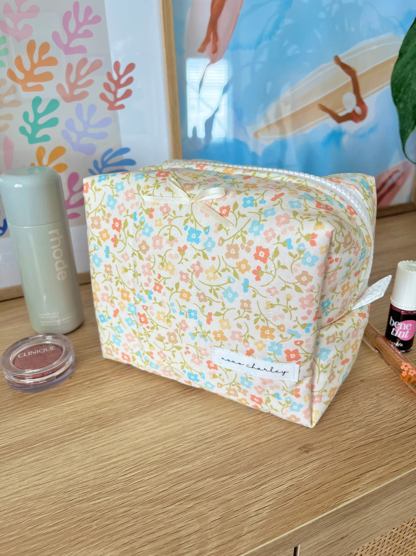 The Hailey Makeup Bag with yellow bow