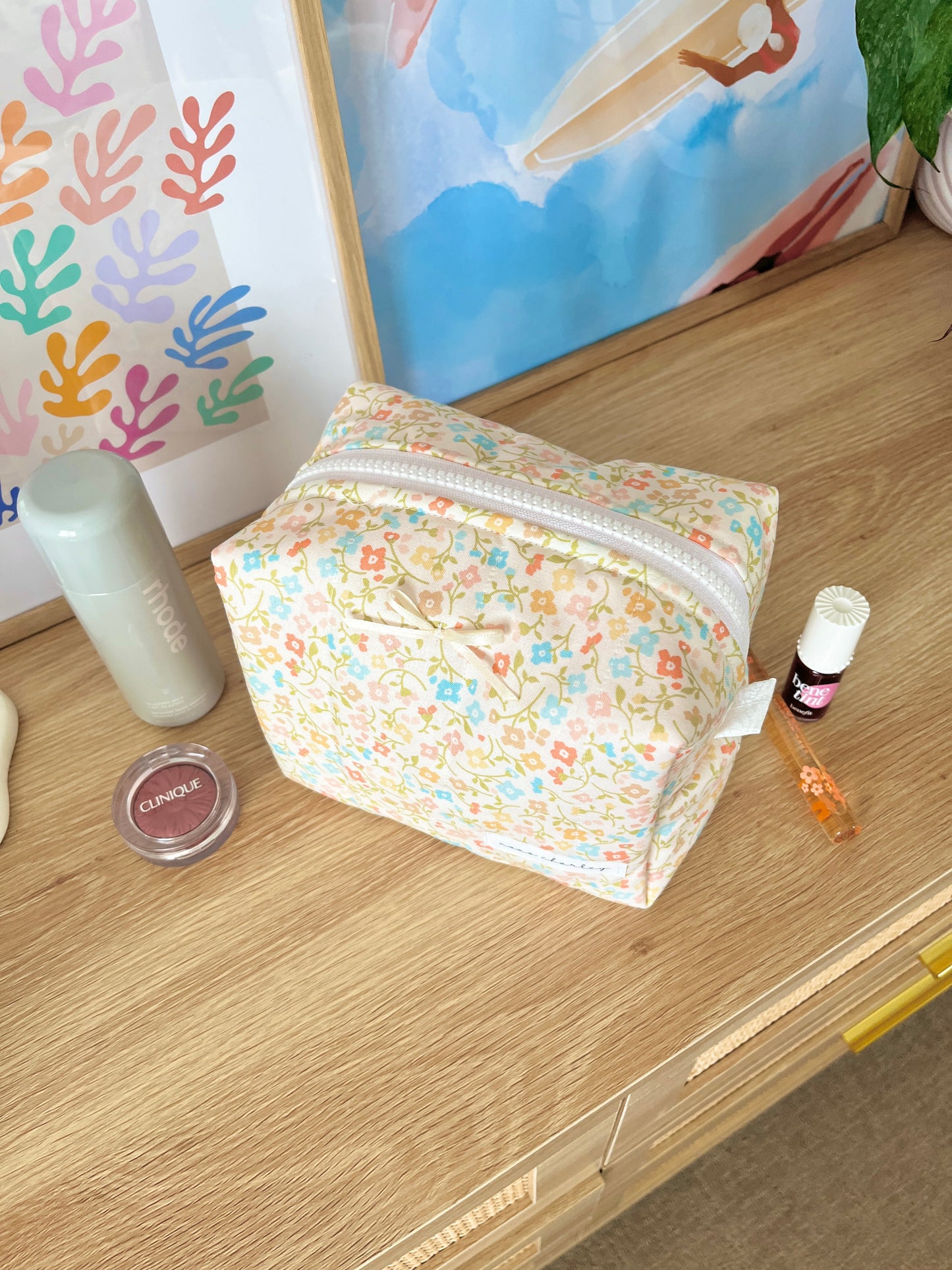 The Hailey Makeup Bag with yellow bow