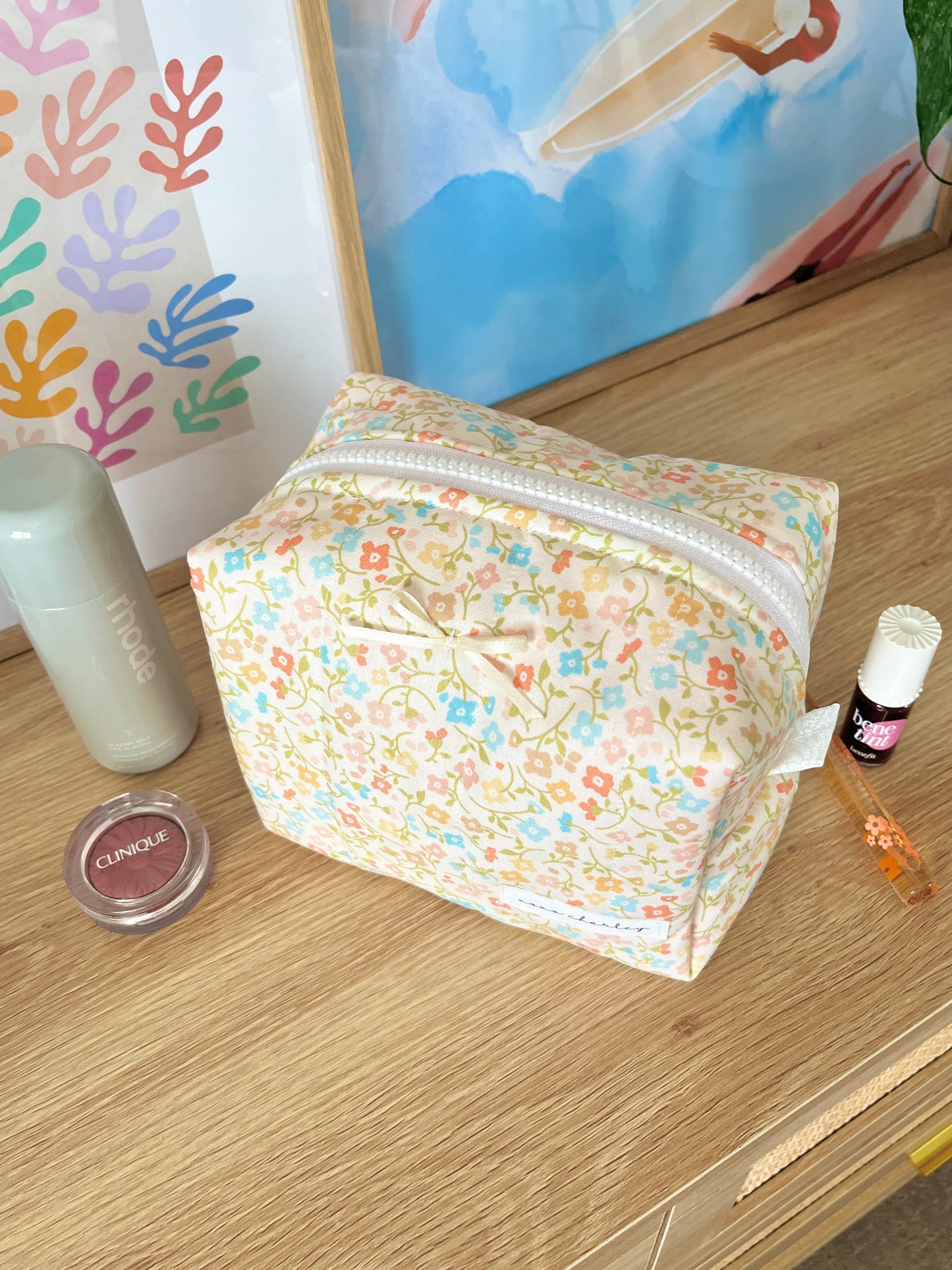 The Hailey Makeup Bag with yellow bow