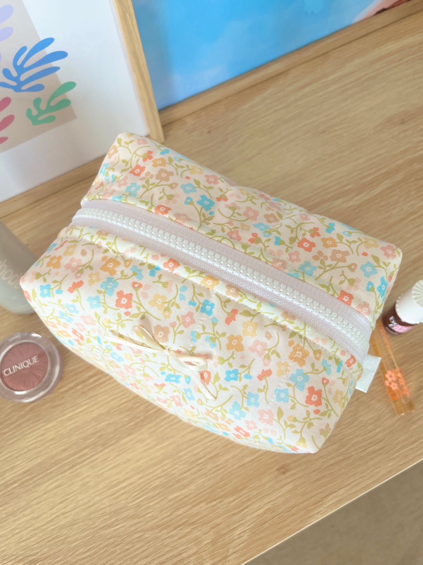 The Hailey Makeup Bag with yellow bow