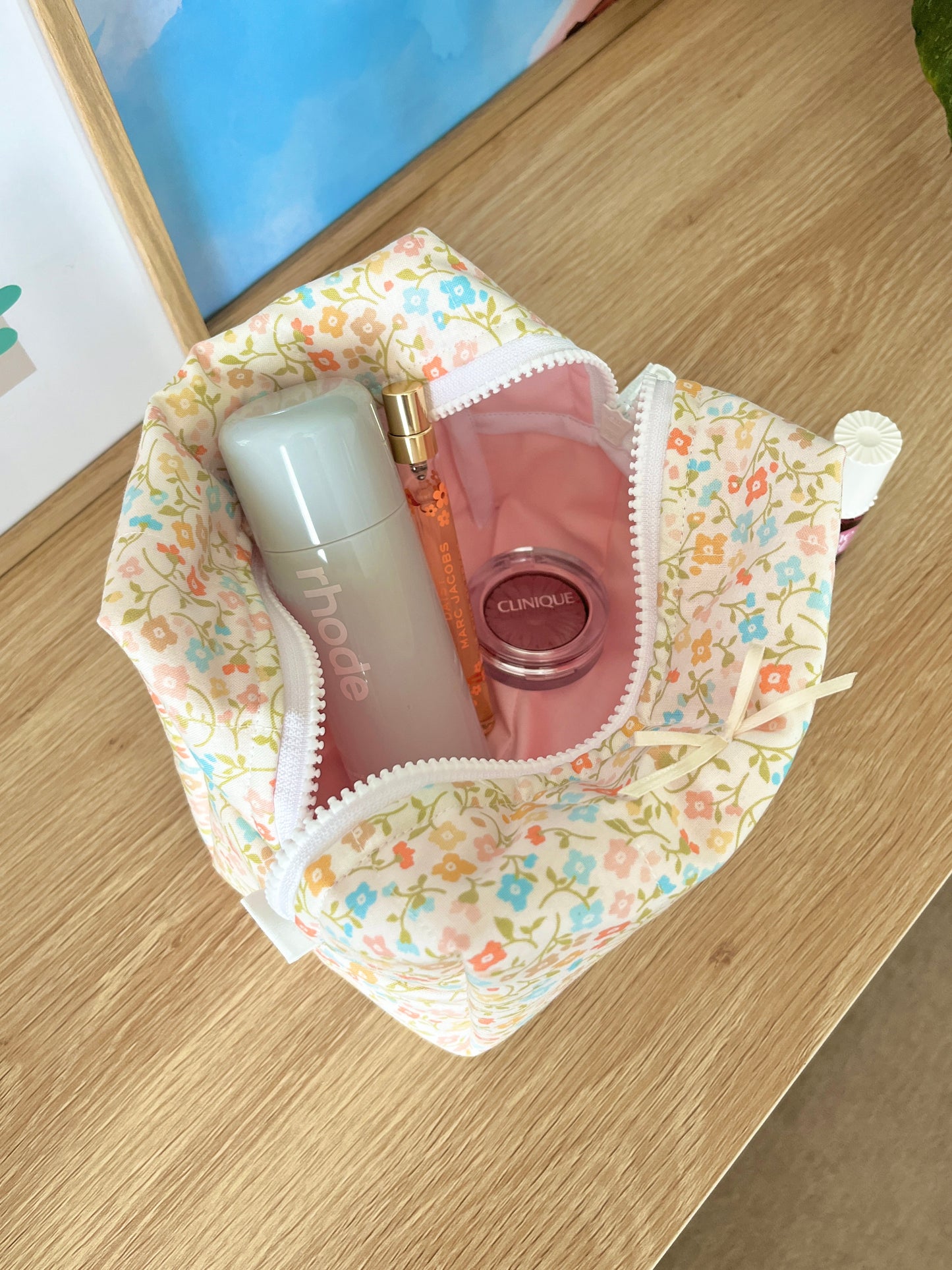 The Hailey Makeup Bag with yellow bow