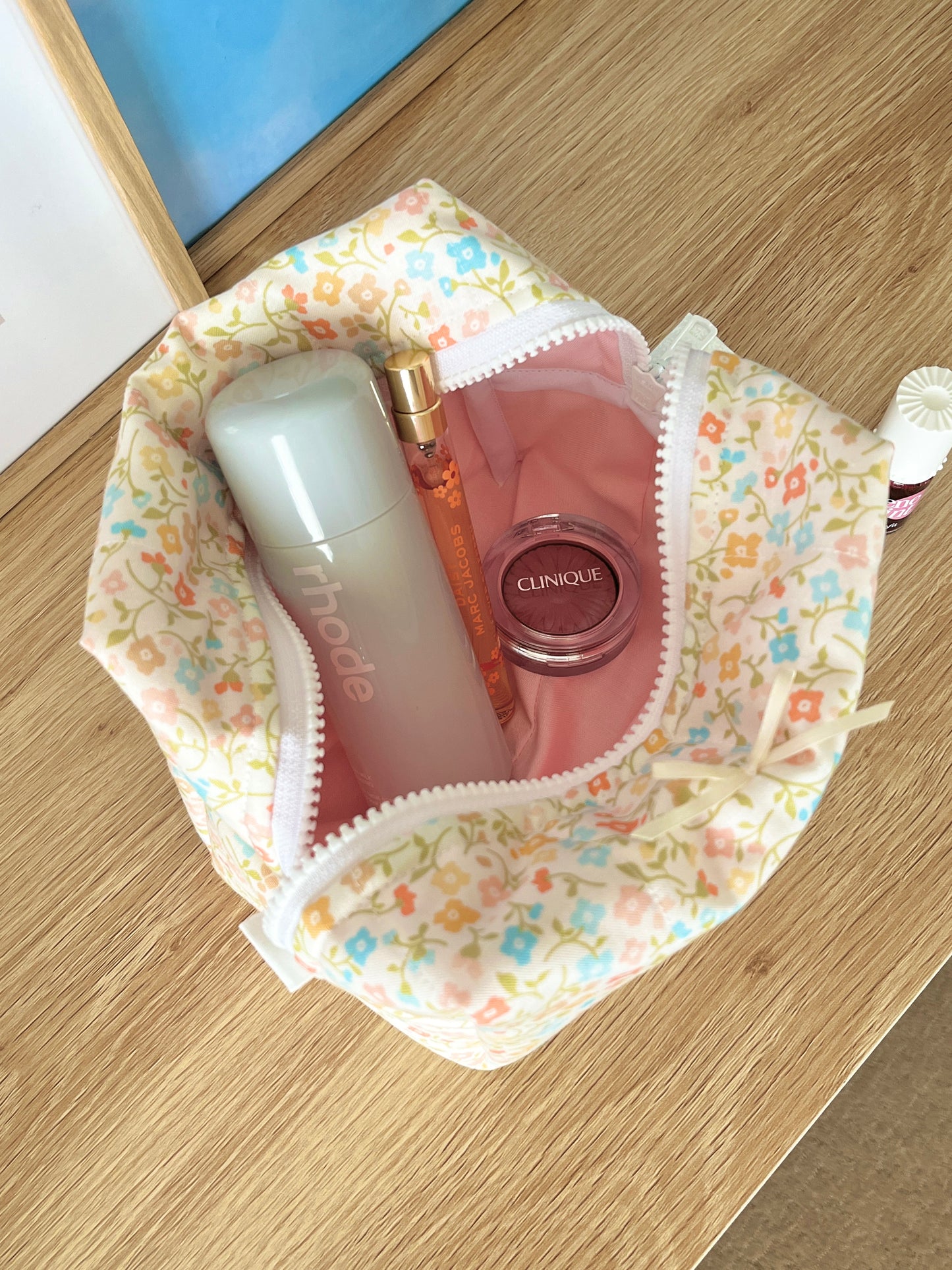 The Hailey Makeup Bag with yellow bow