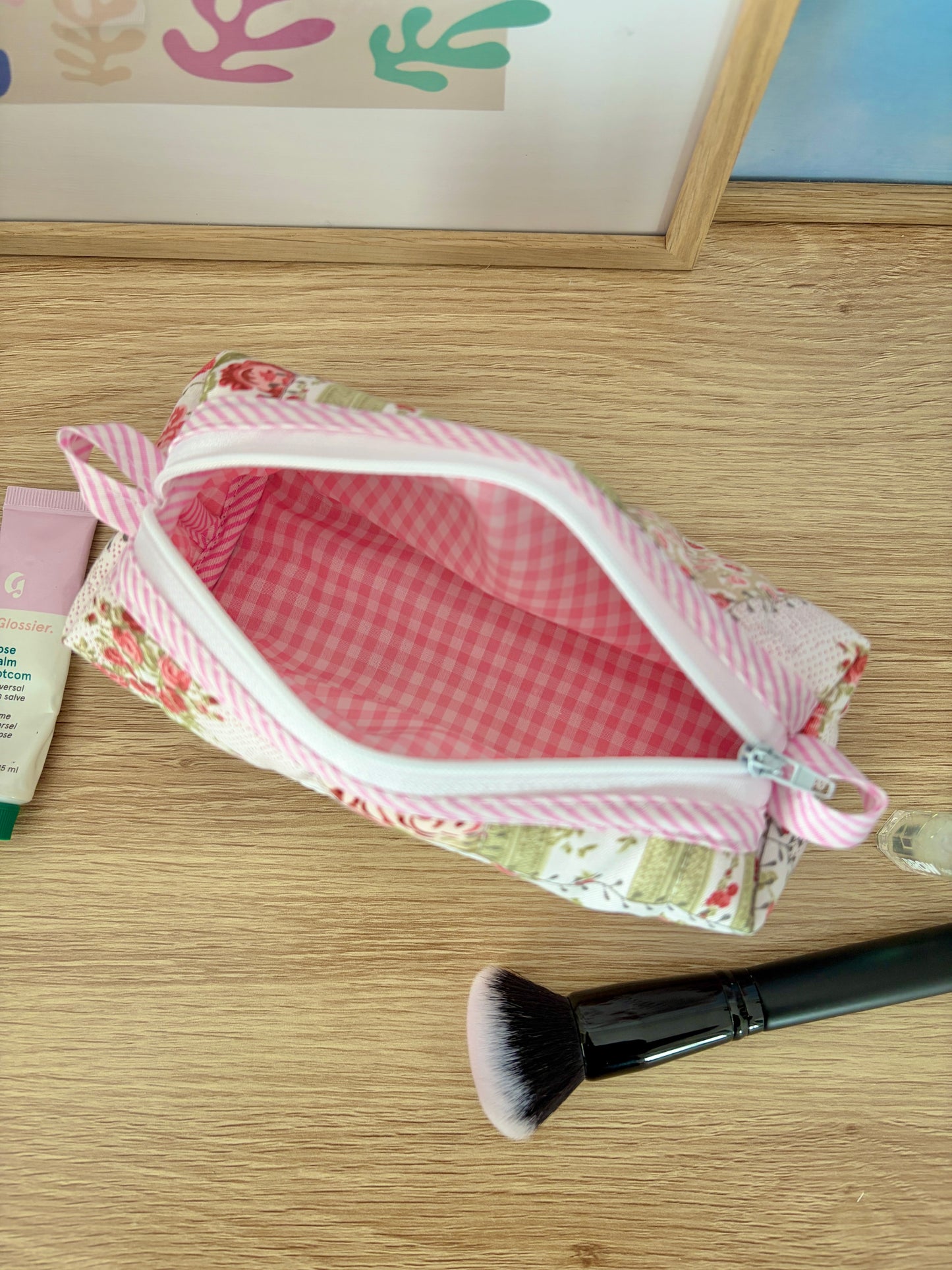 Rosette Colorblock Bag - Pink/Pink Gingham