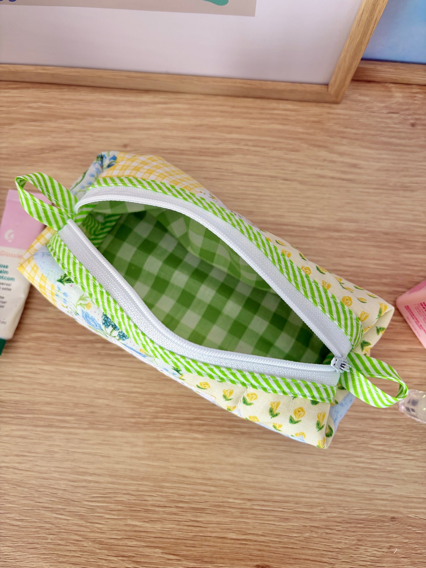 Green Patchwork Colorblock Bag - Green/Green Gingham