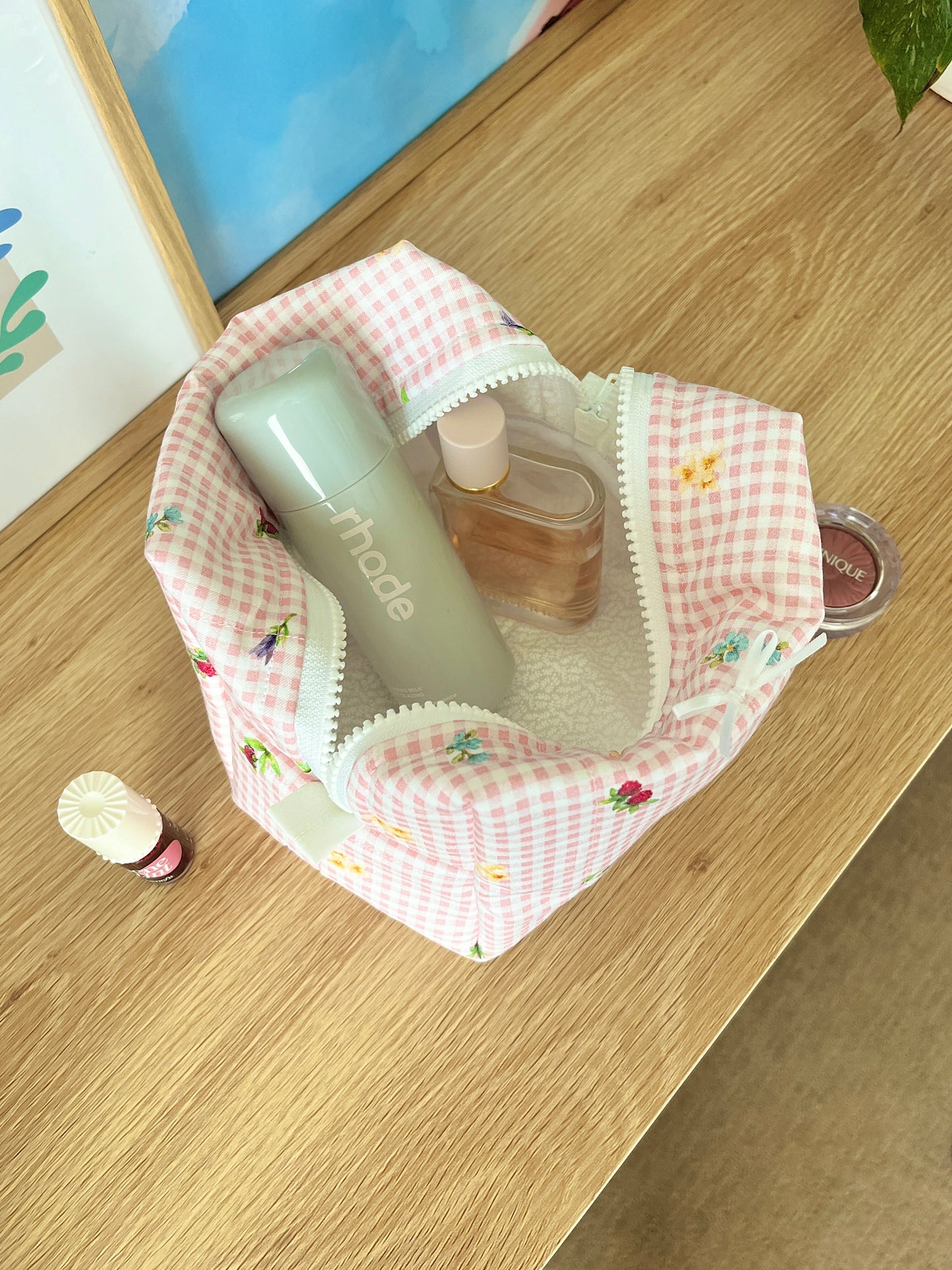 The Lucy Makeup Bag with white bow