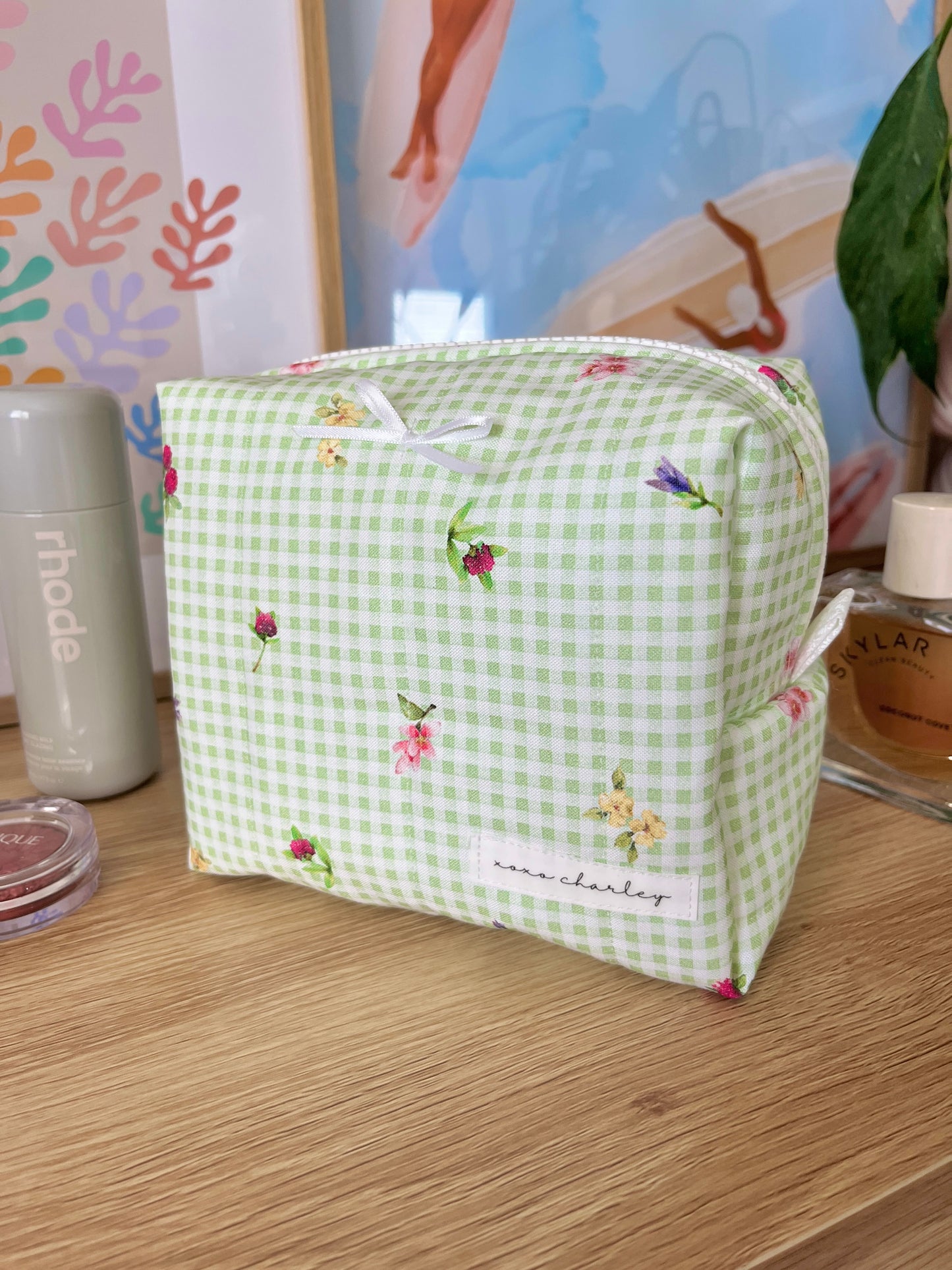 The Eden Makeup Bag with white bow
