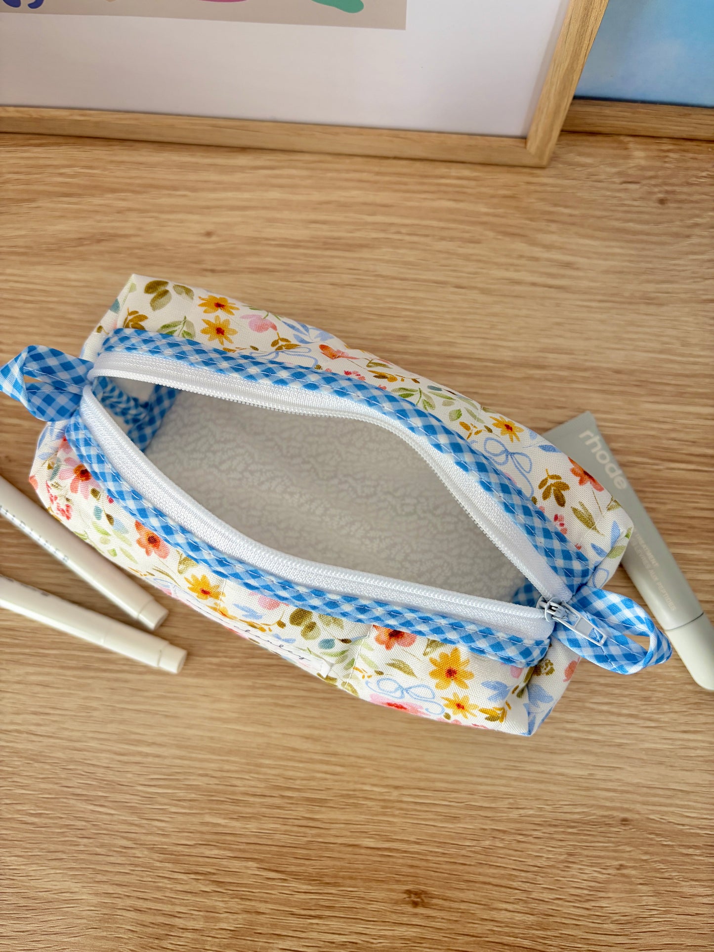 Bright Floral Colorblock Bag - Blue/White