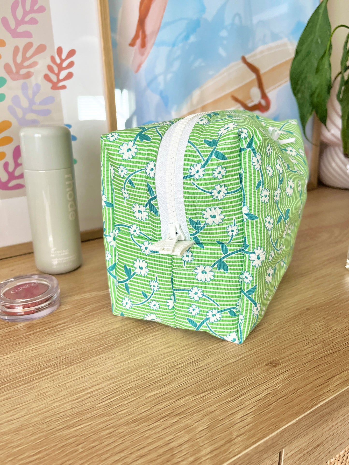 The Ivy Makeup Bag with white bow