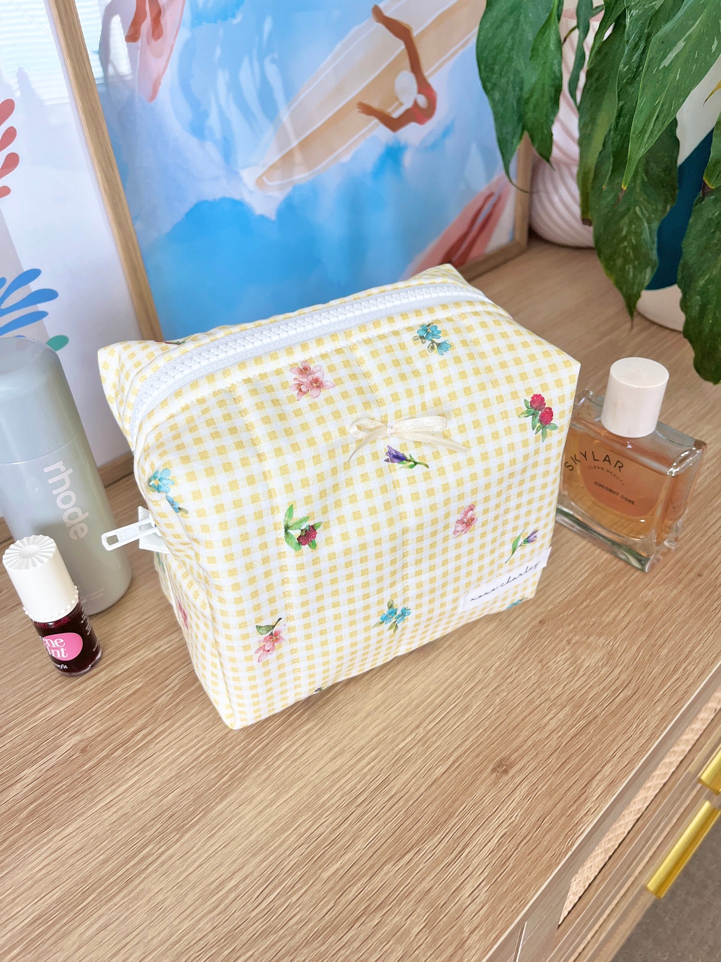 The Mia Makeup Bag with yellow bow