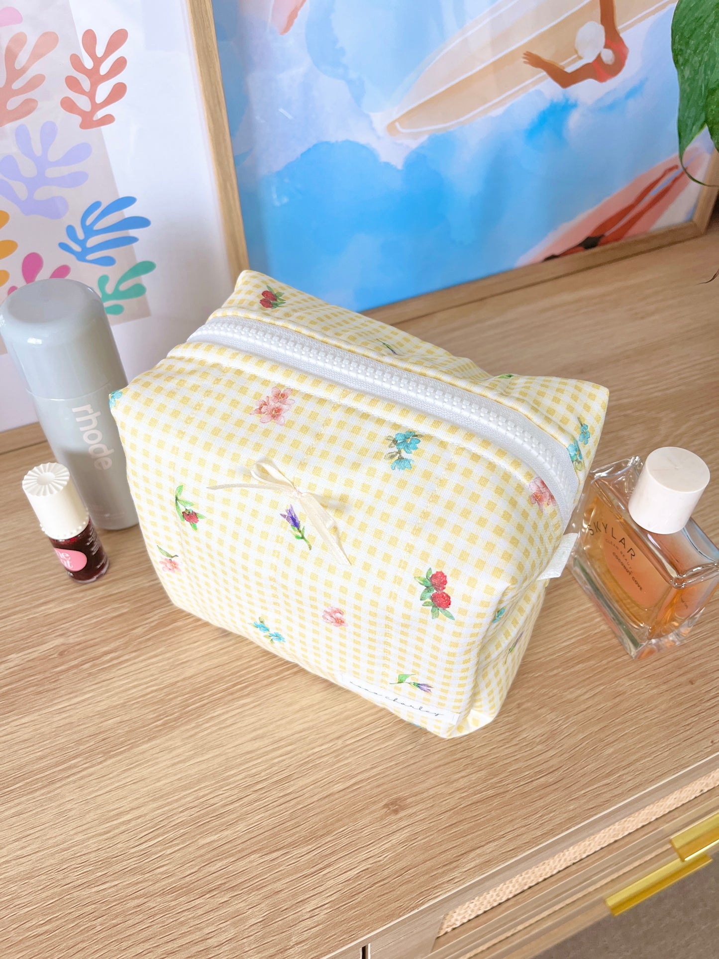 The Mia Makeup Bag with yellow bow