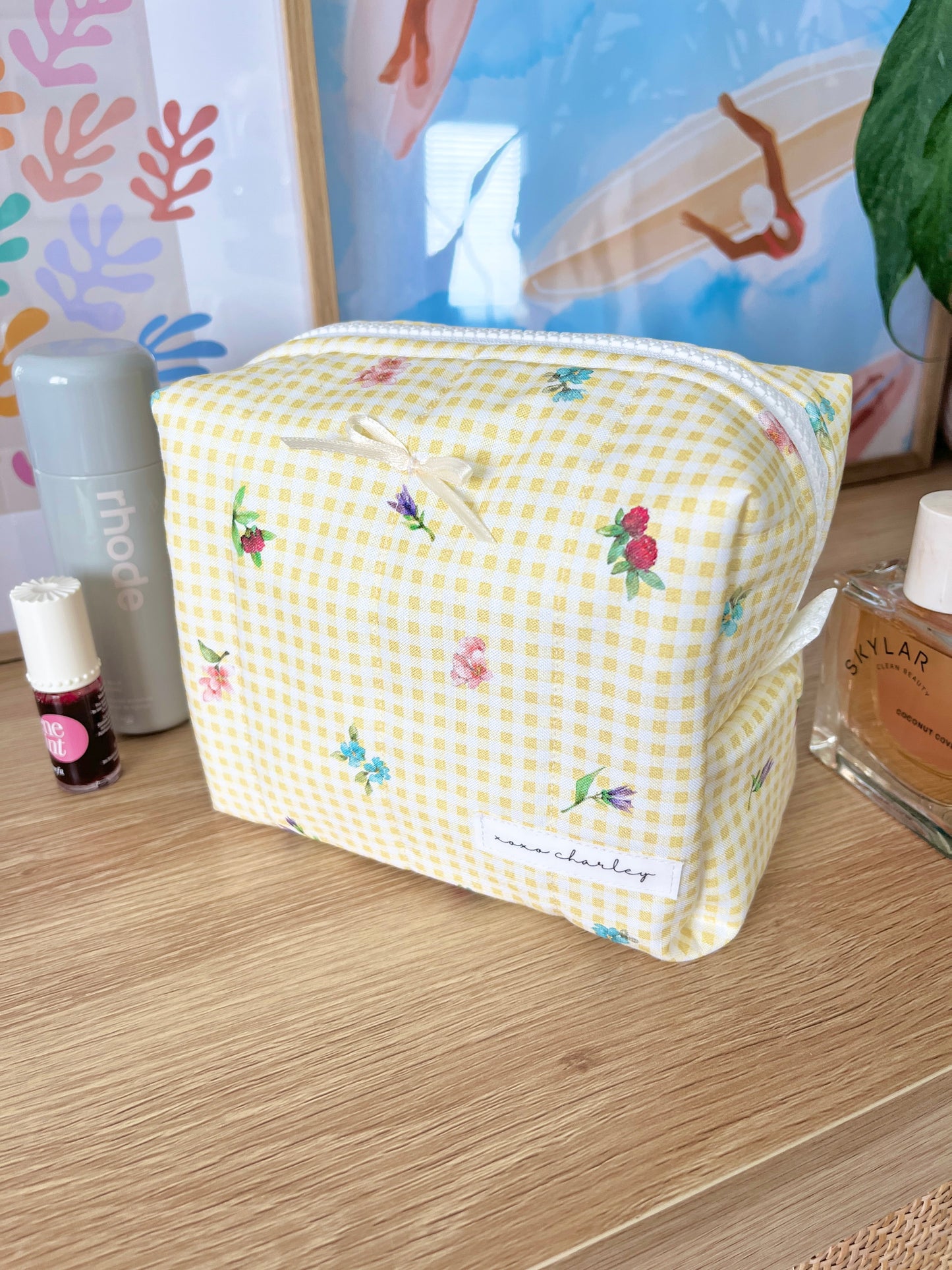 The Mia Makeup Bag with yellow bow