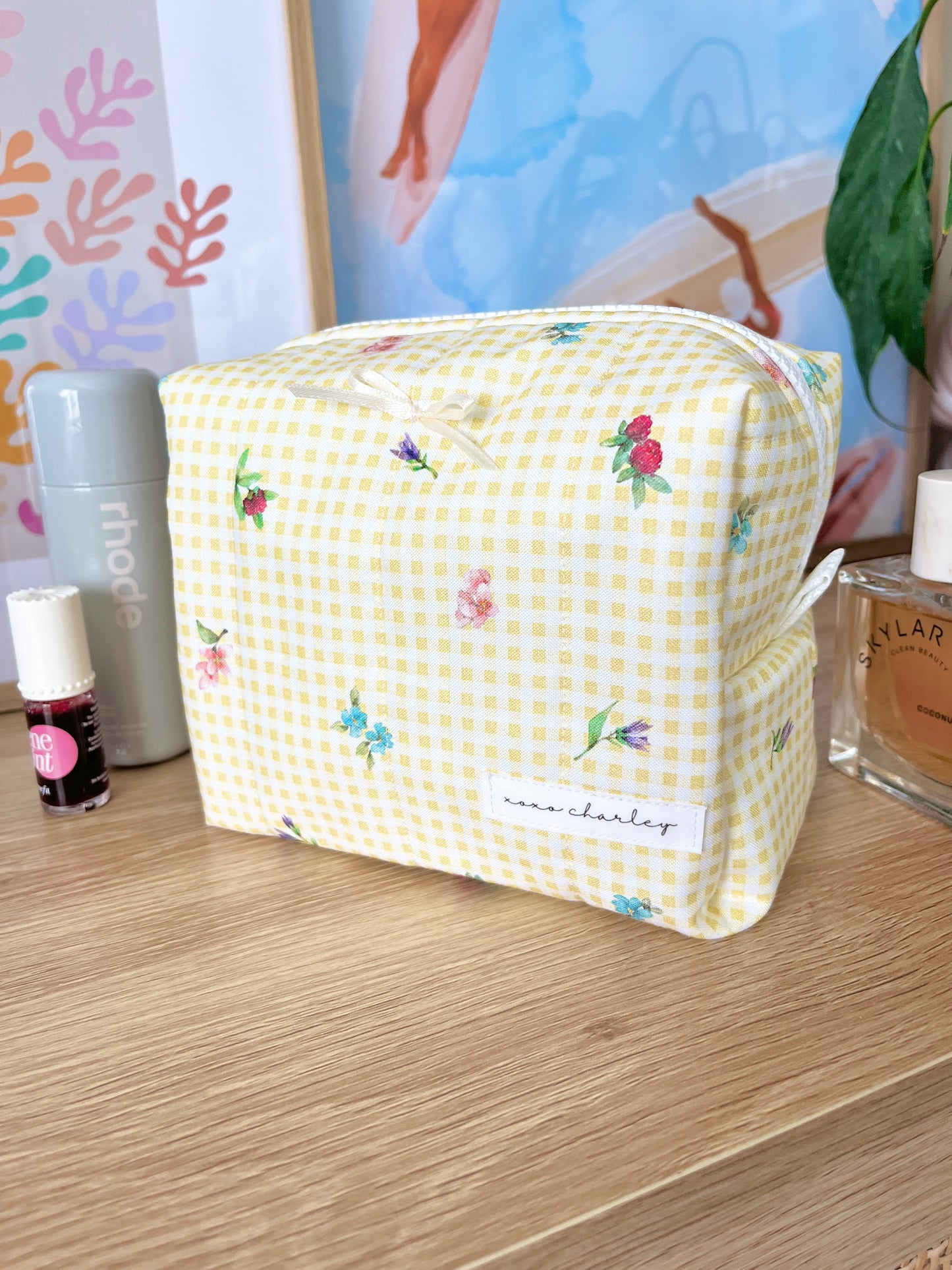 The Mia Makeup Bag with yellow bow