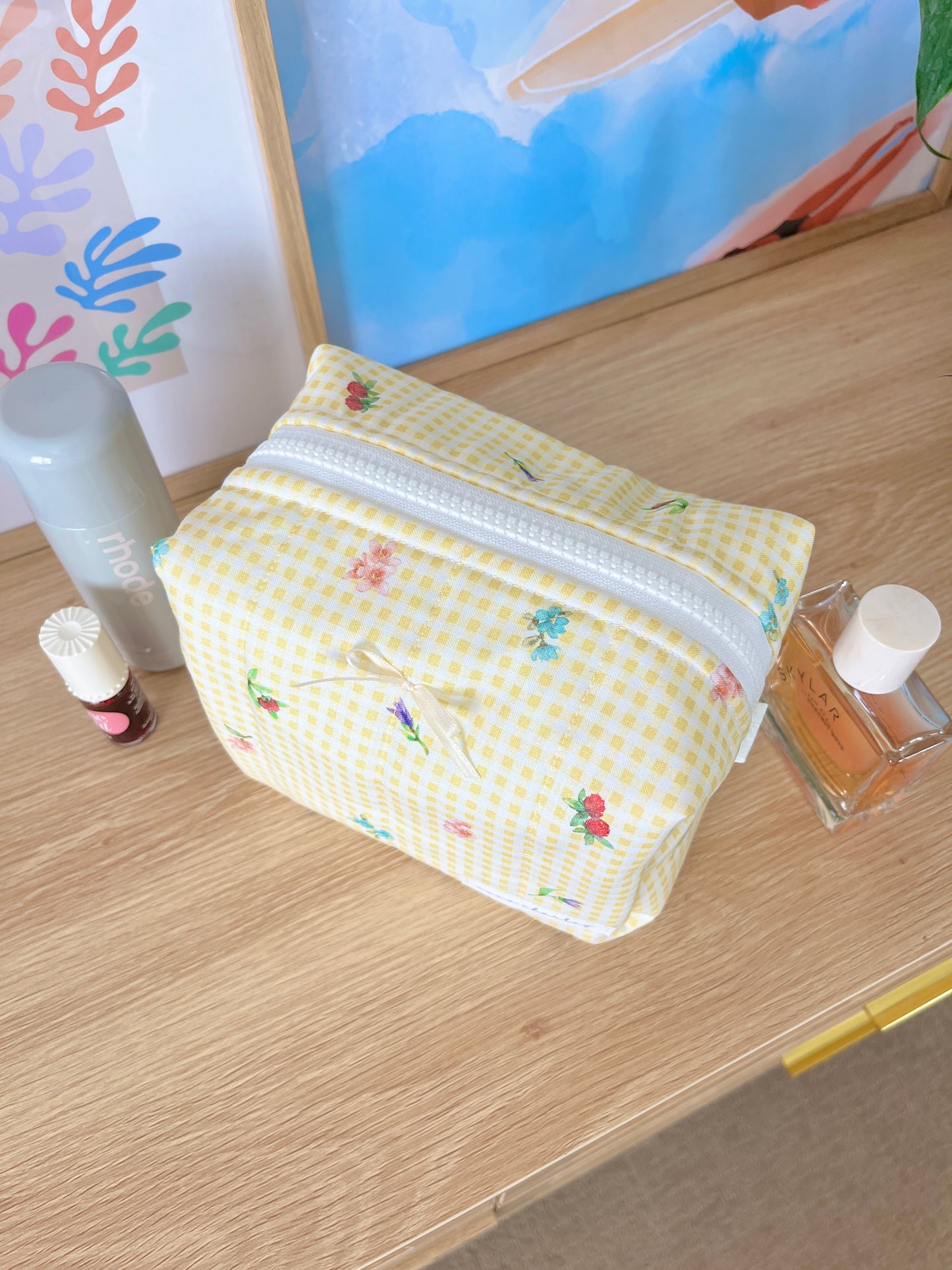 The Mia Makeup Bag with yellow bow