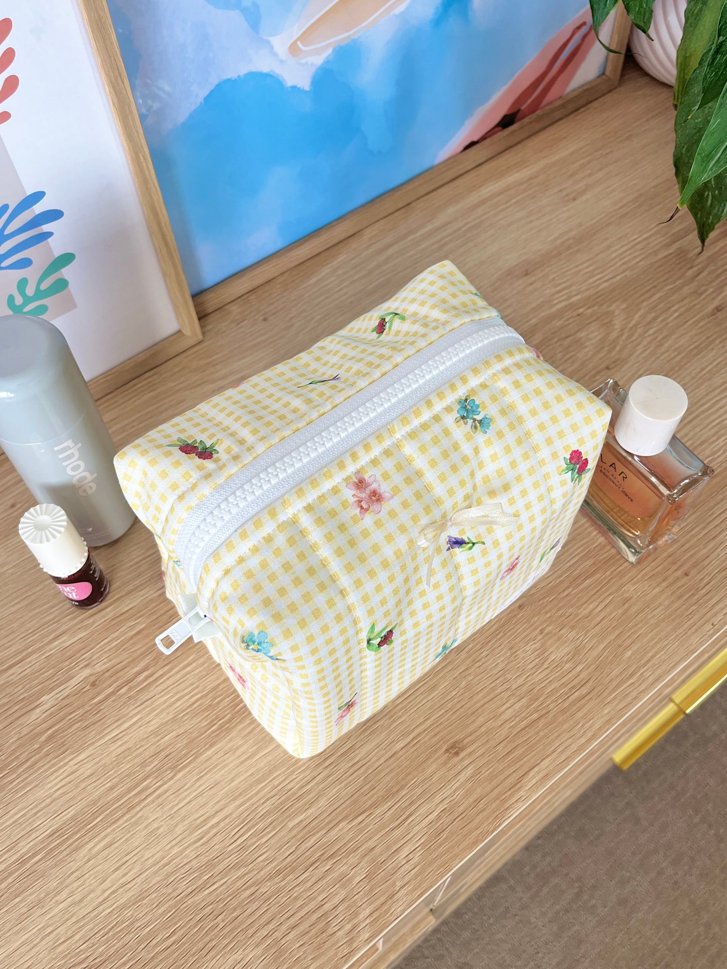 The Mia Makeup Bag with yellow bow