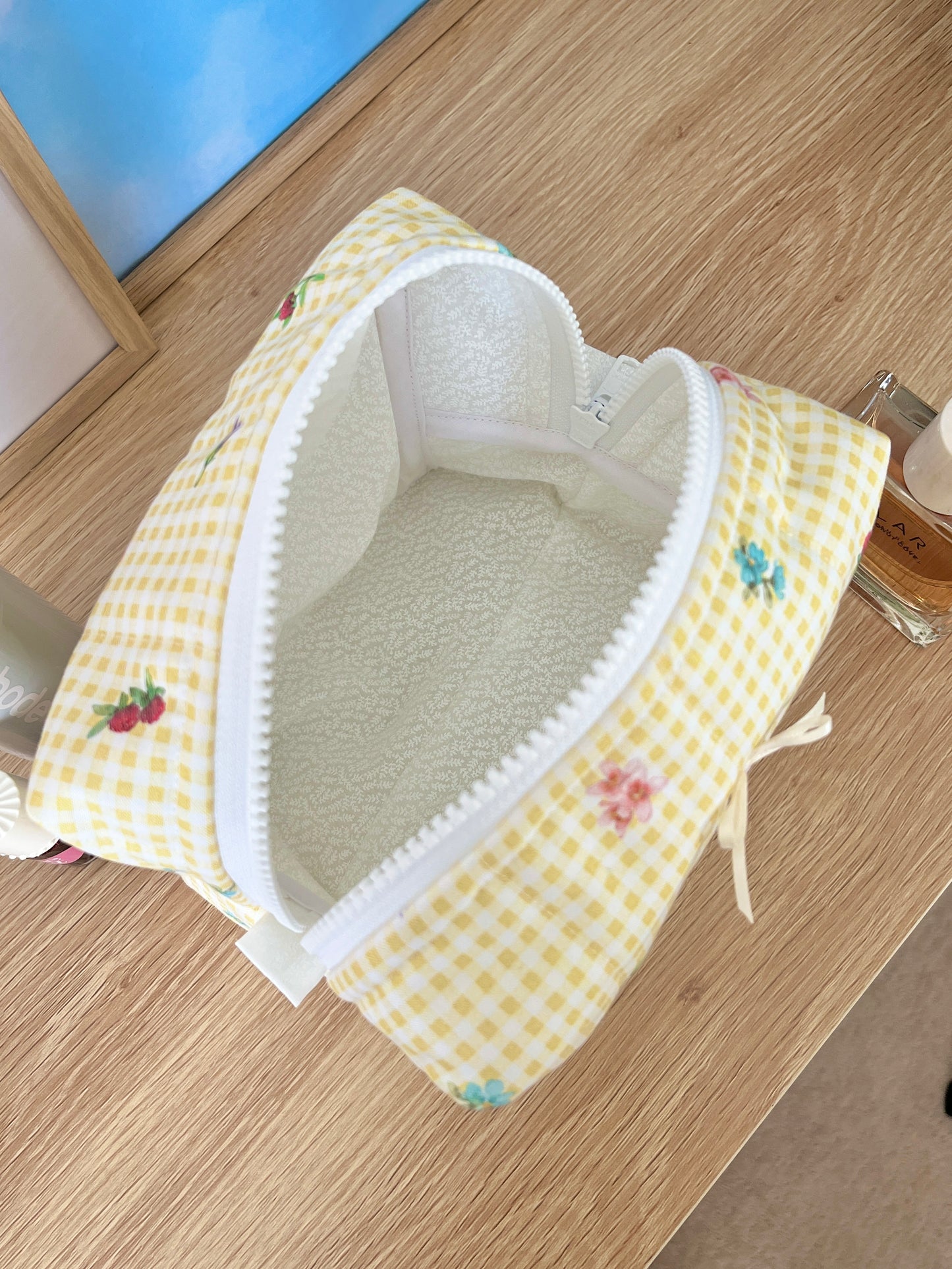 The Mia Makeup Bag with yellow bow