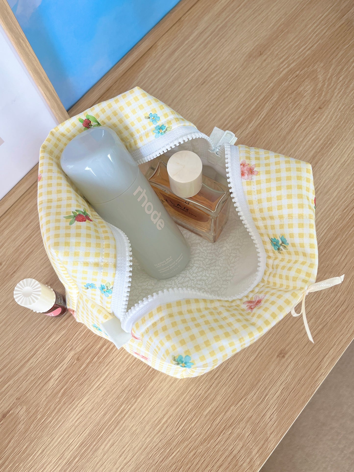 The Mia Makeup Bag with yellow bow