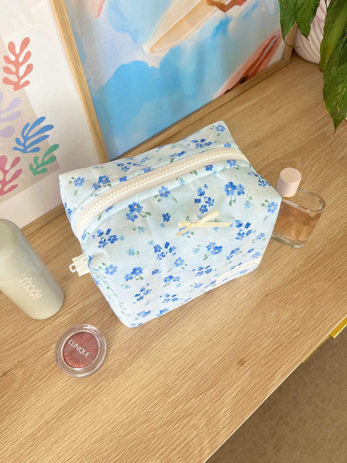 The Evelyn Makeup Bag with yellow bow
