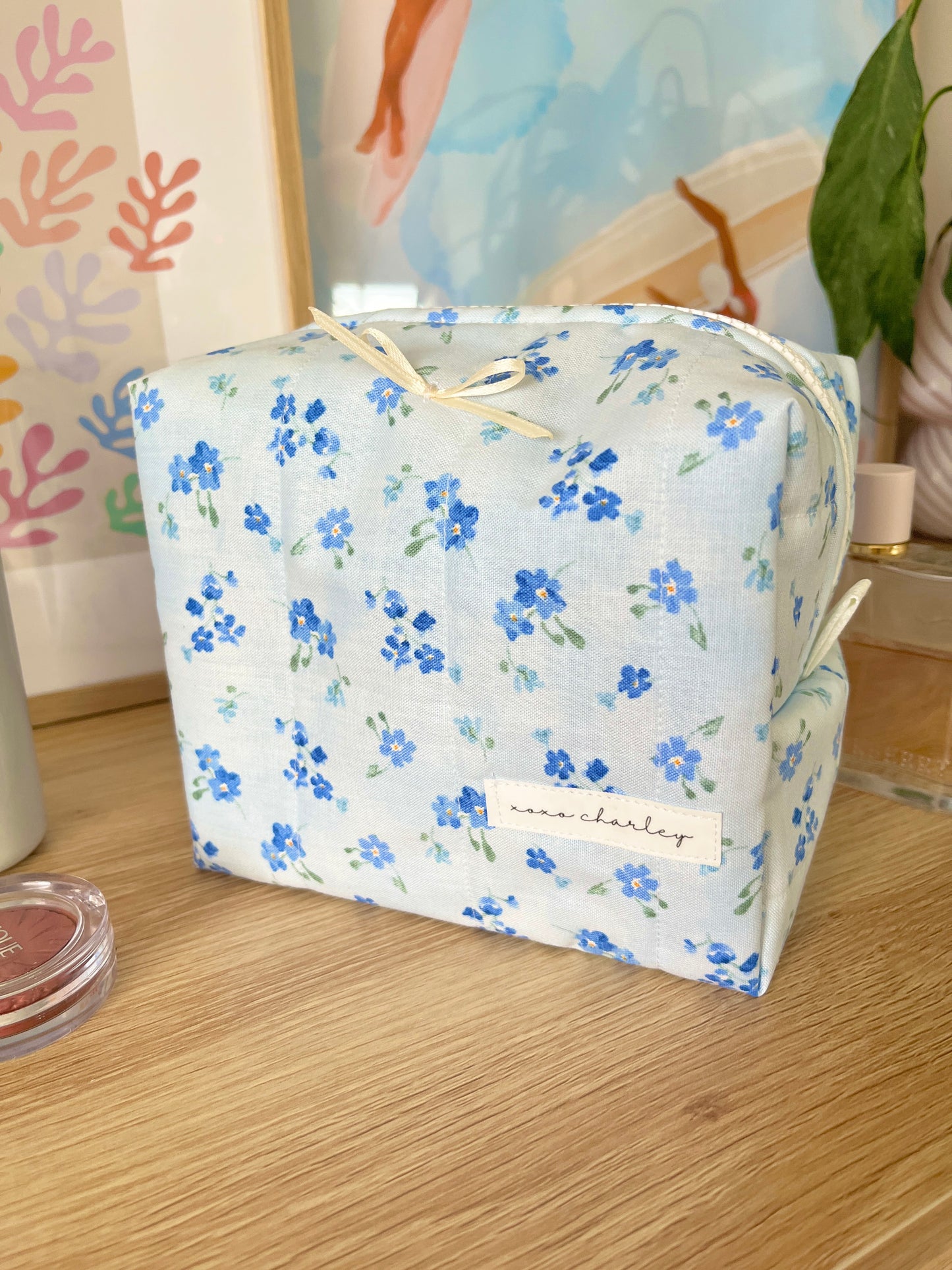 The Evelyn Makeup Bag with yellow bow