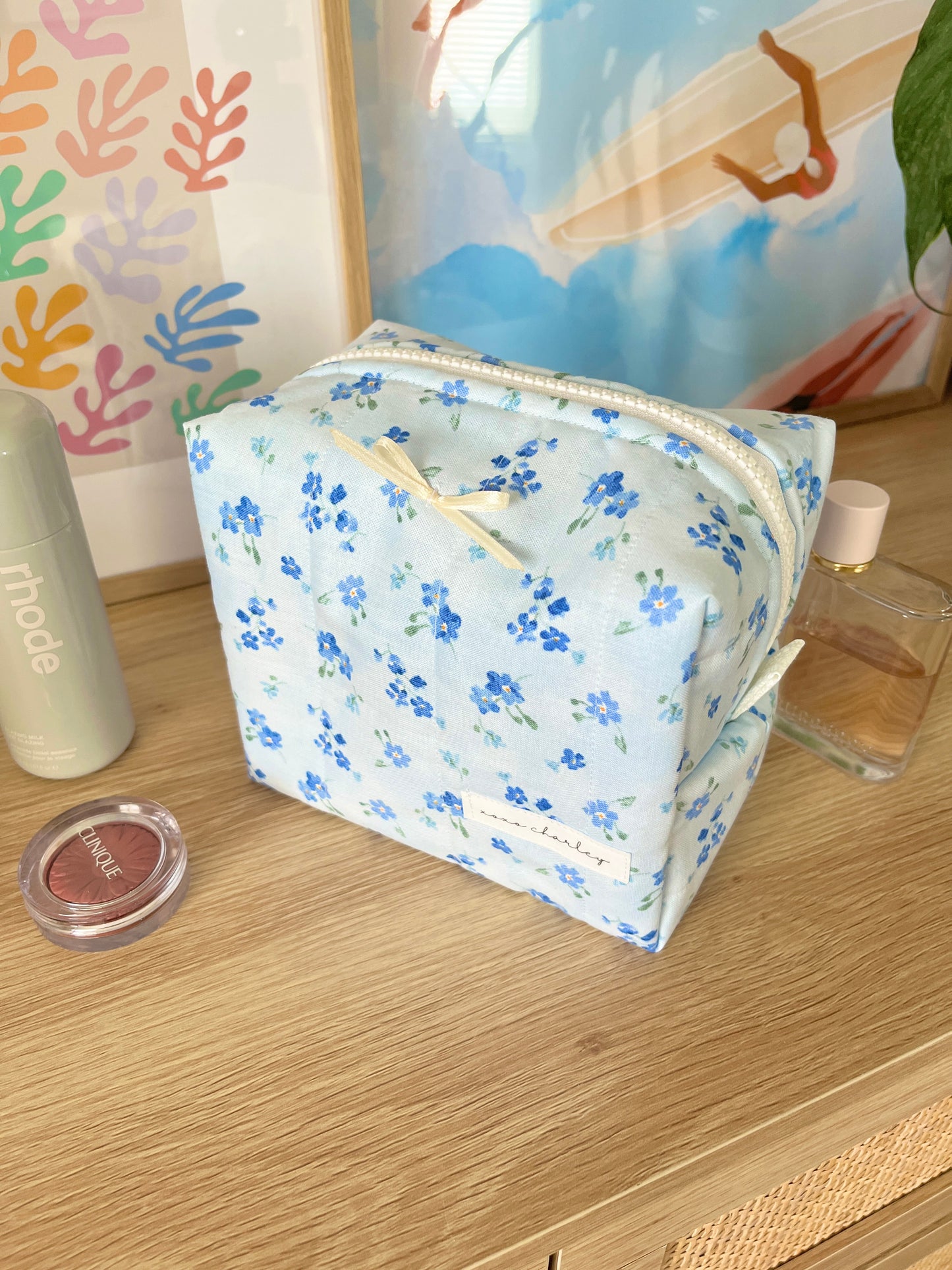 The Evelyn Makeup Bag with yellow bow