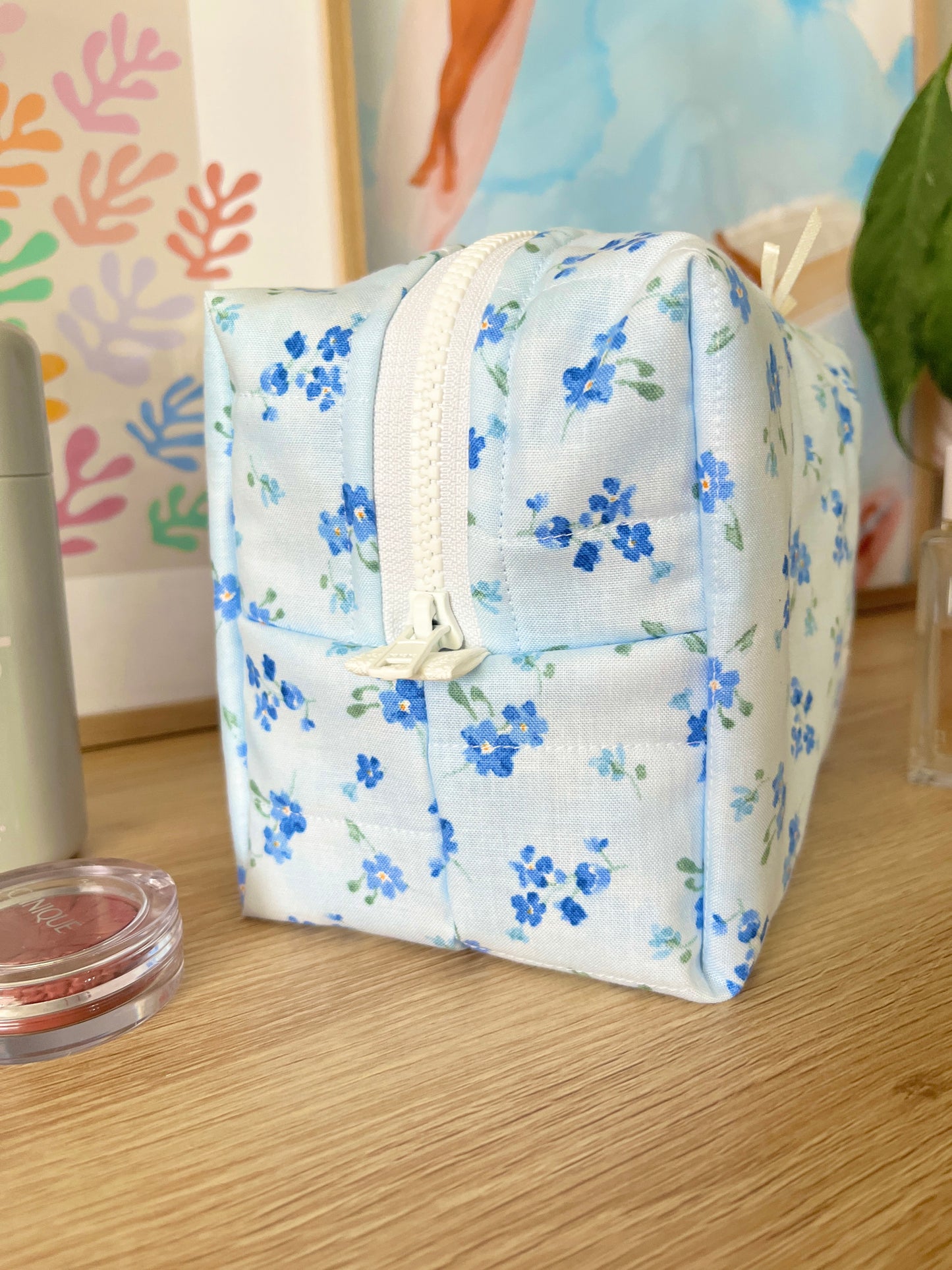 The Evelyn Makeup Bag with yellow bow