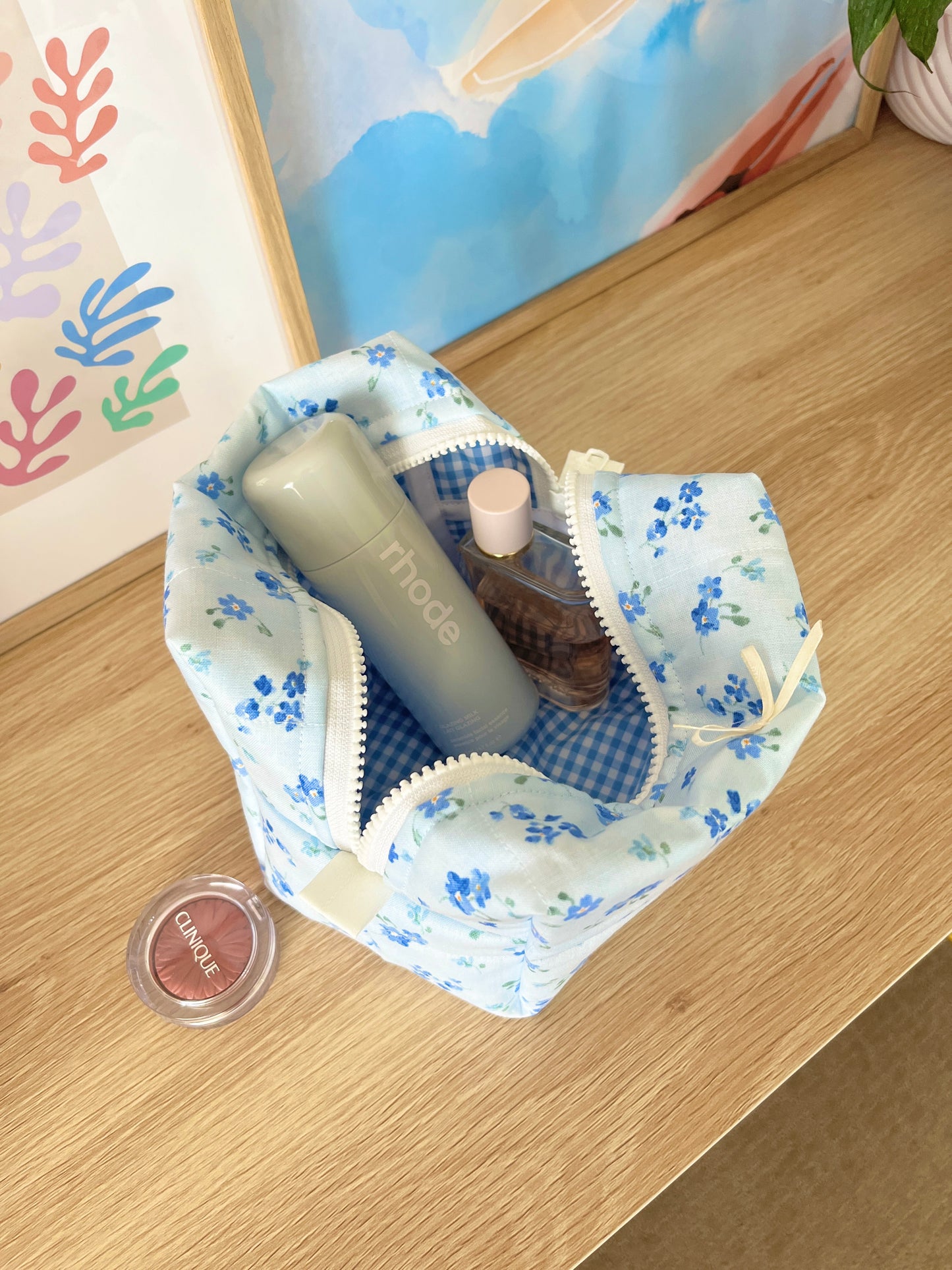 The Evelyn Makeup Bag with yellow bow
