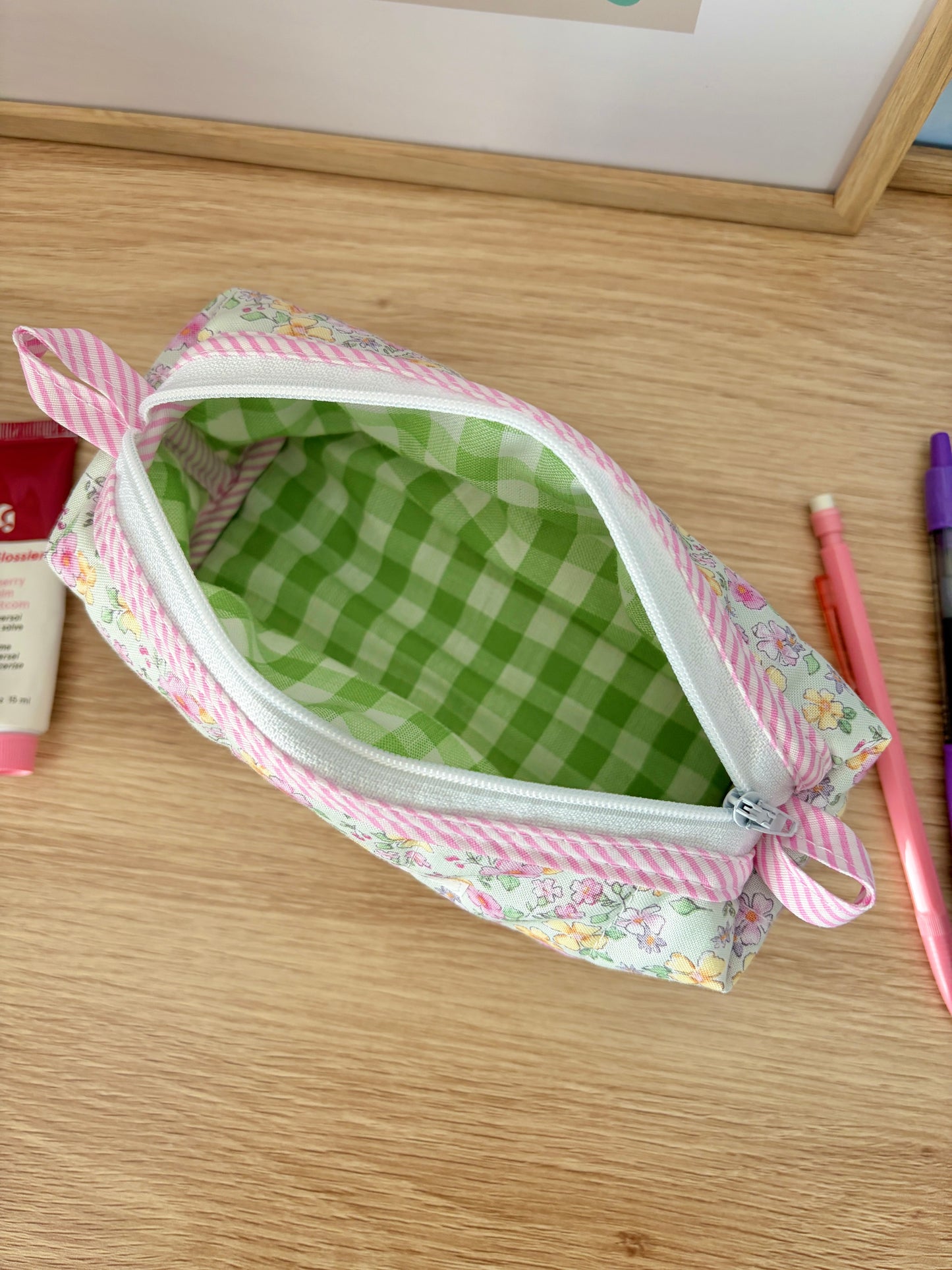 The Primrose Colorblock Bag - Pink/Green Gingham
