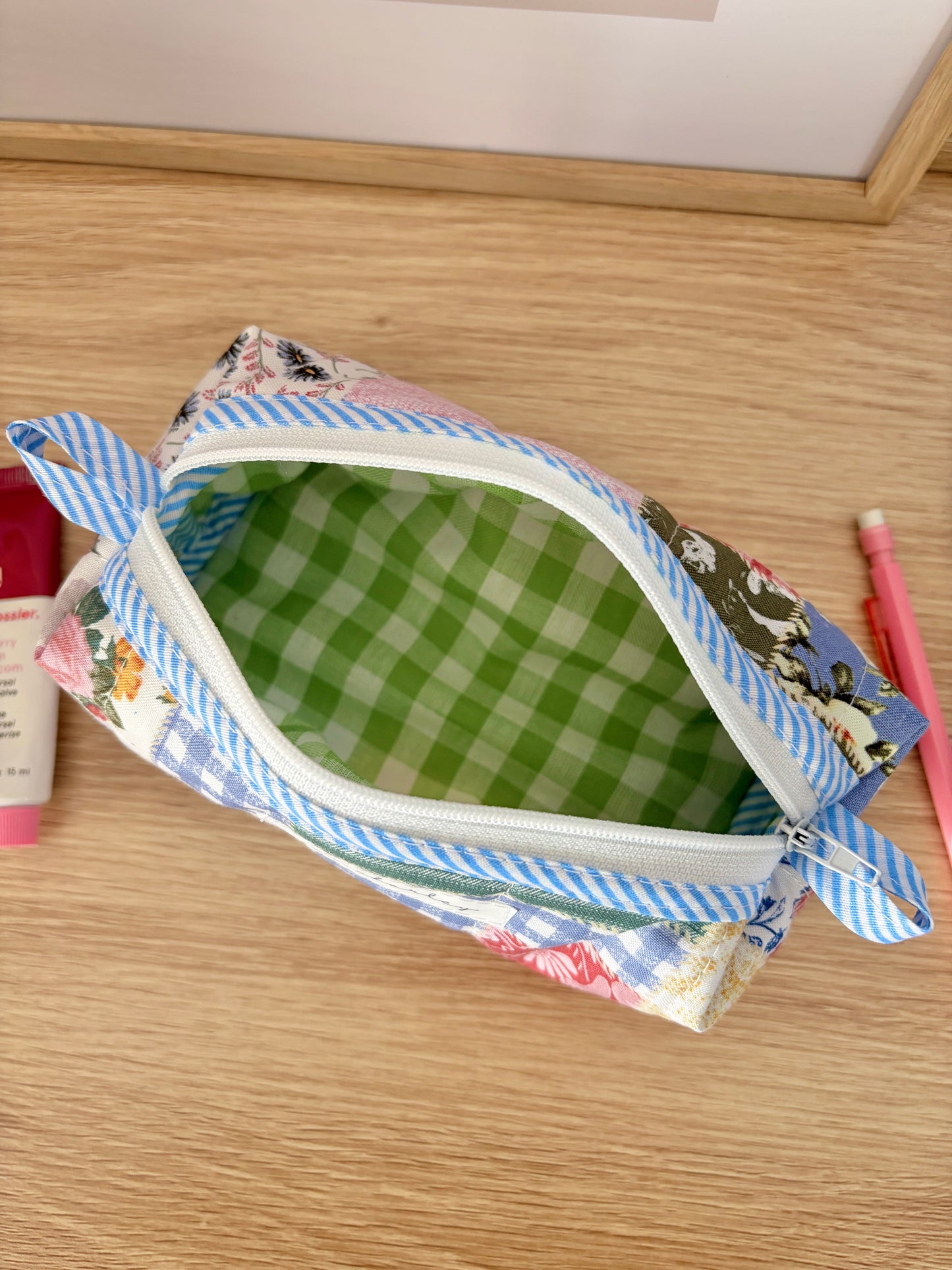 The Colorful Picnic Colorblock Bag - Blue/Green Gingham