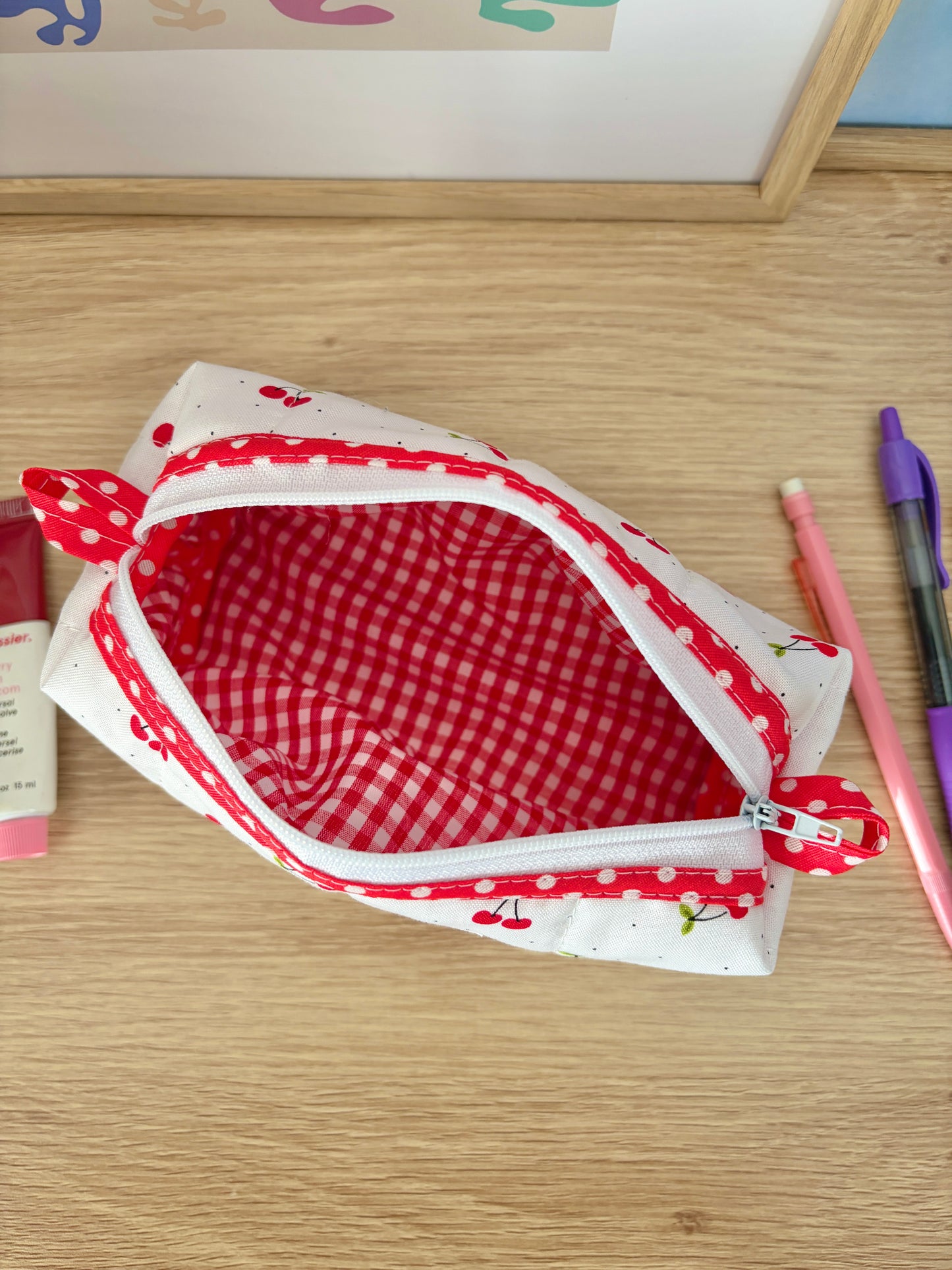 The Cherry Red Colorblock Bag - Red/Red Gingham