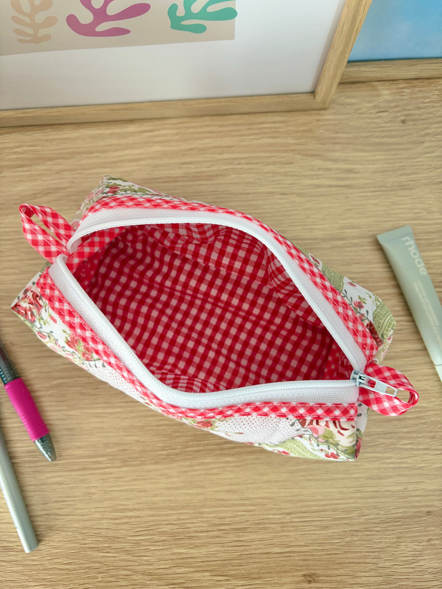The Rosette Colorblock Bag - Red/Red Gingham